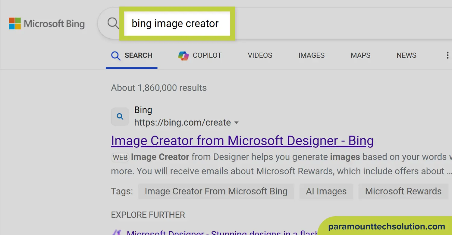 Create Bing Image Creator Account to generate image.