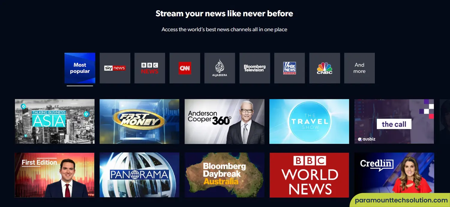 news flash streams services for global and local news channels and broadcasts