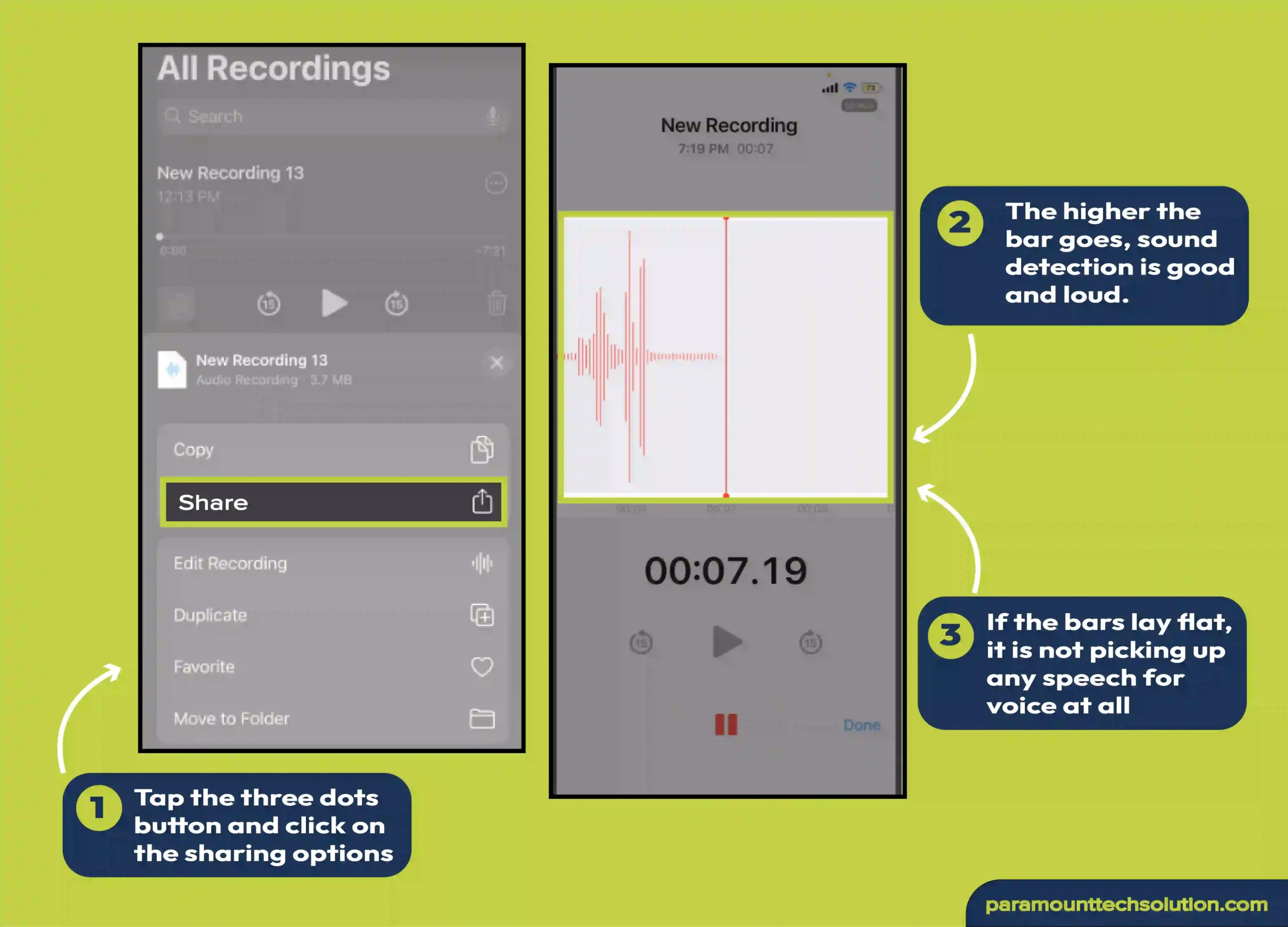 Start the Voice Call Recording and turn on the near device.