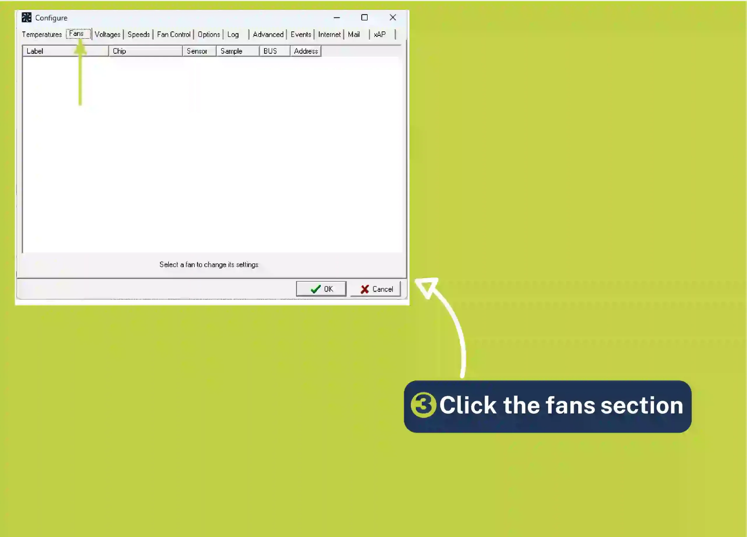 Methods for the CPU fan controller use the fans section