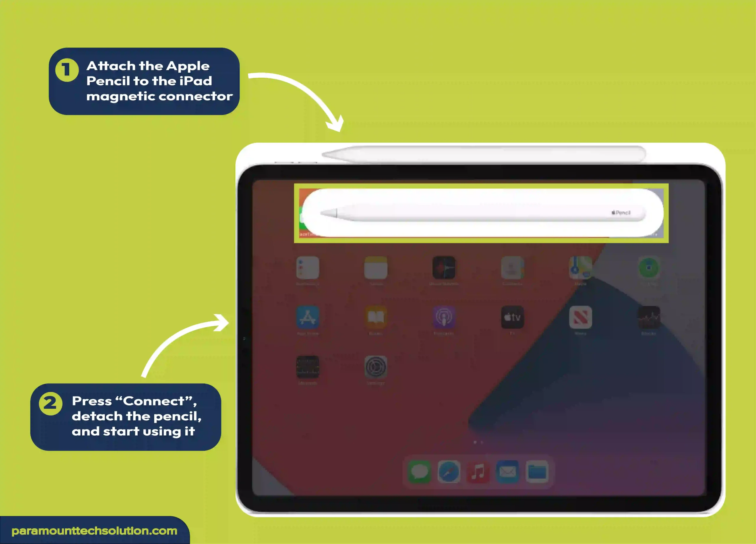 Want to know How to pair Apple Pencil 2 with iPad using iPad magnetic connector Press “Connect It will pair with its device.