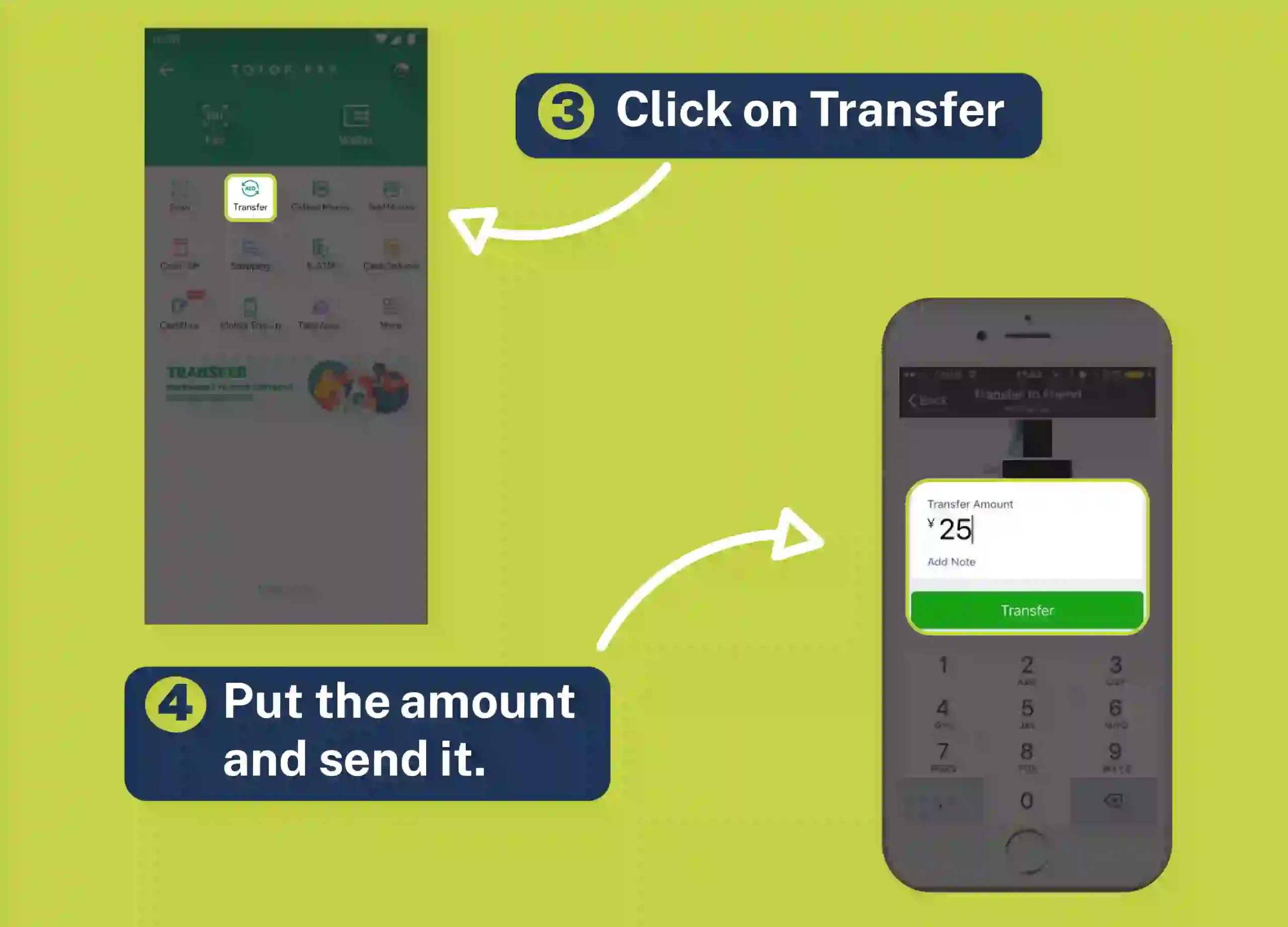 Send money on wechat Click on Transfer Put the amount and send it