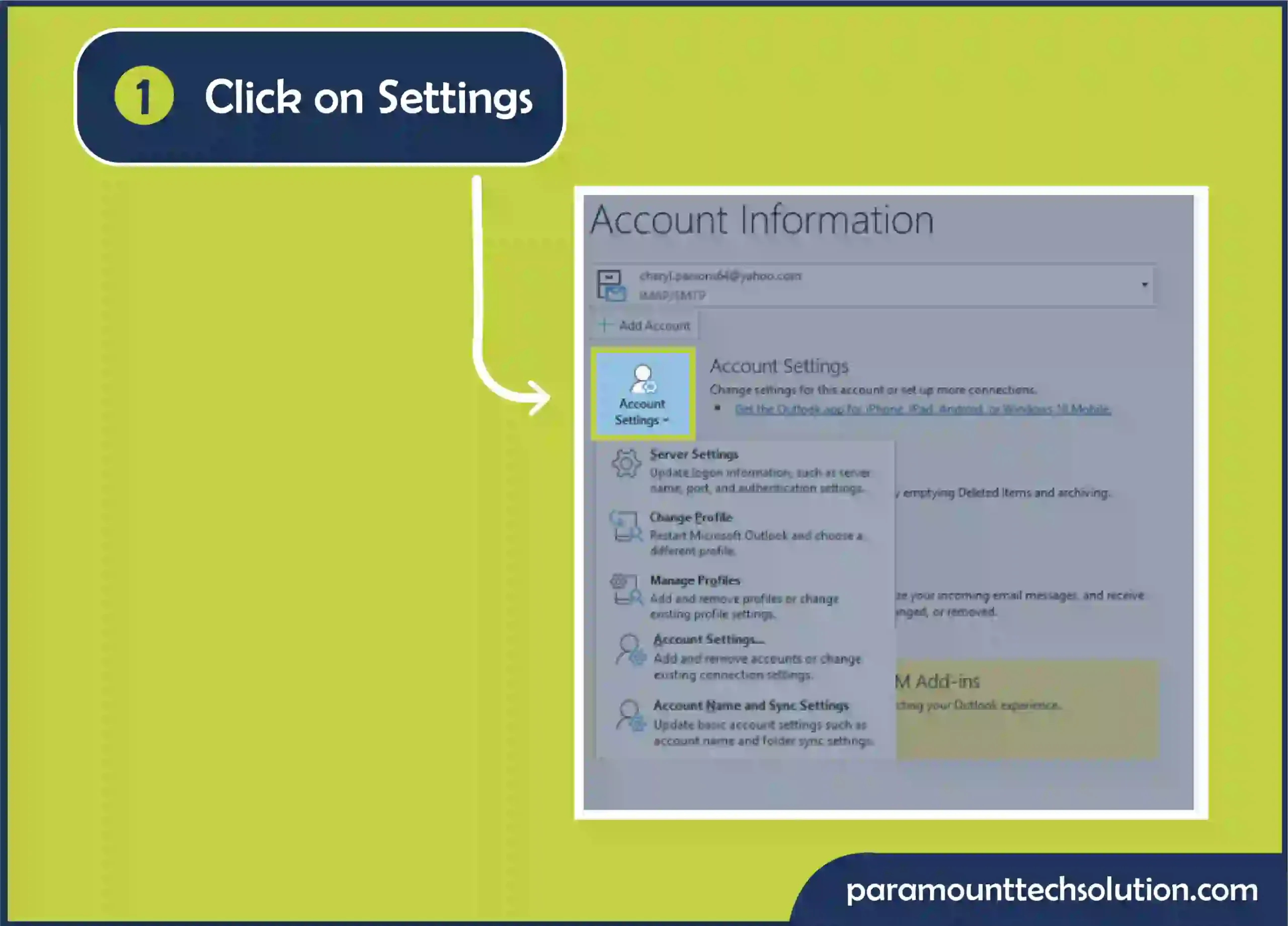 What's your Email Address in Outlook? the first Step is the upper-right corner of the app, click on Settings.