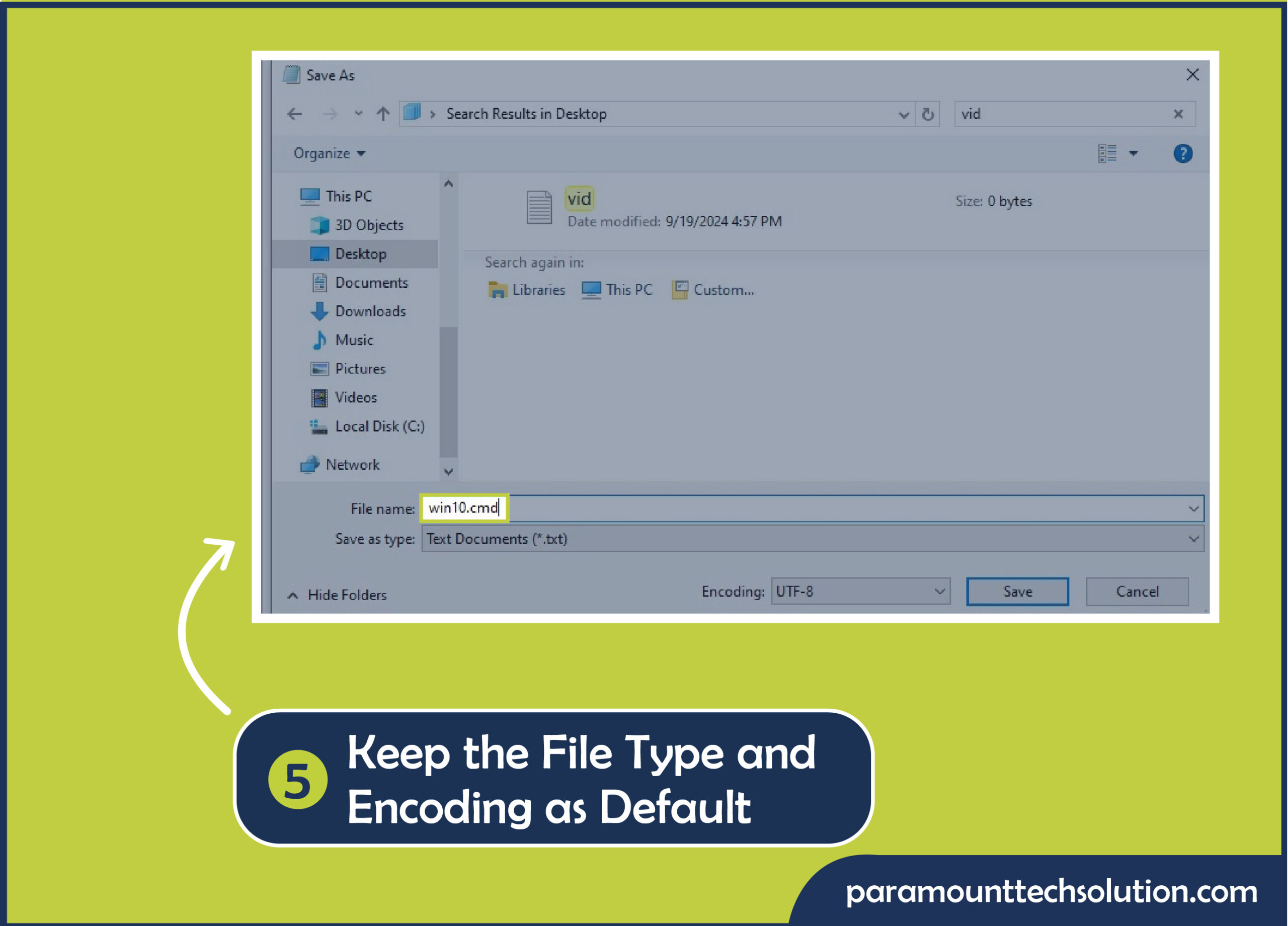 Keep File type and encoding default as shown in the figure.