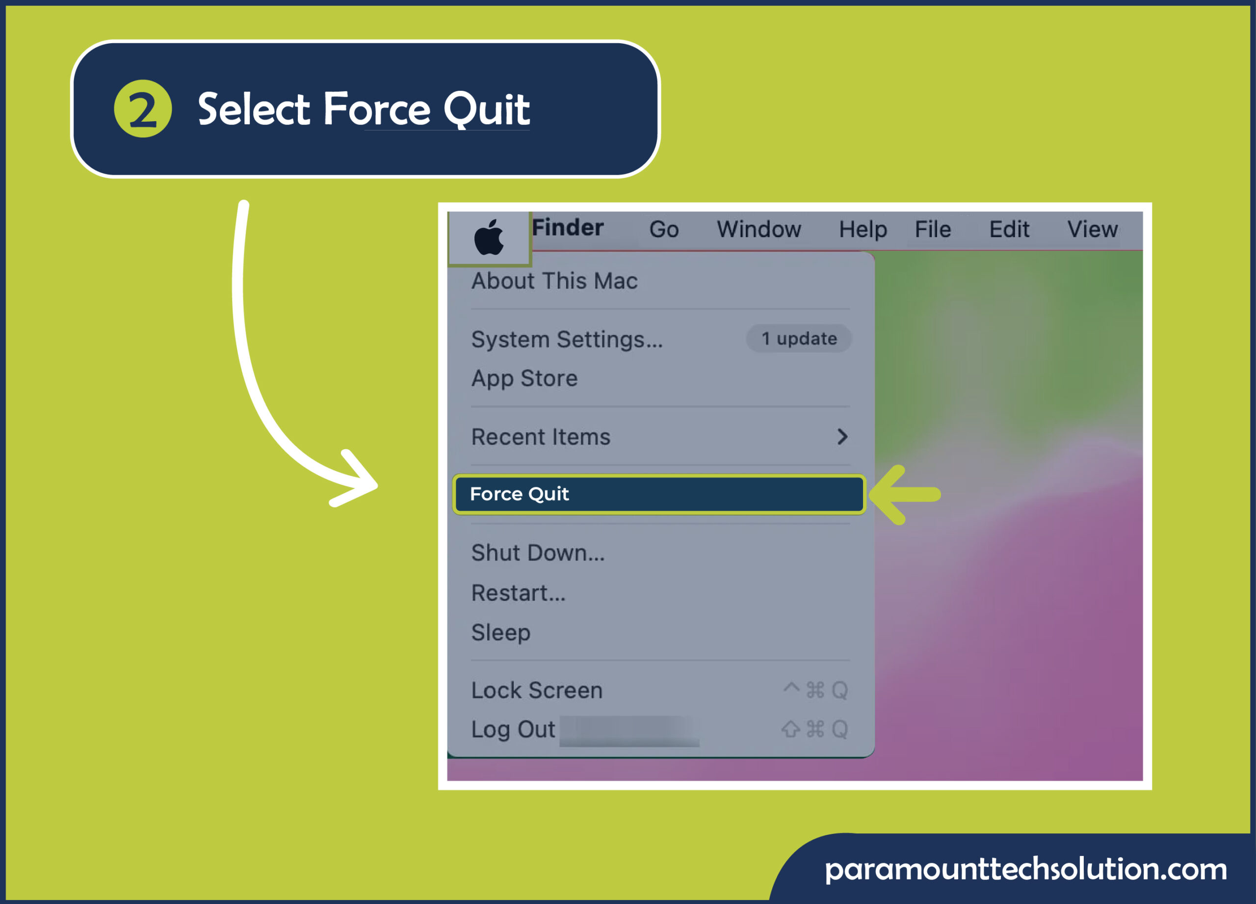 Select force quit mac app