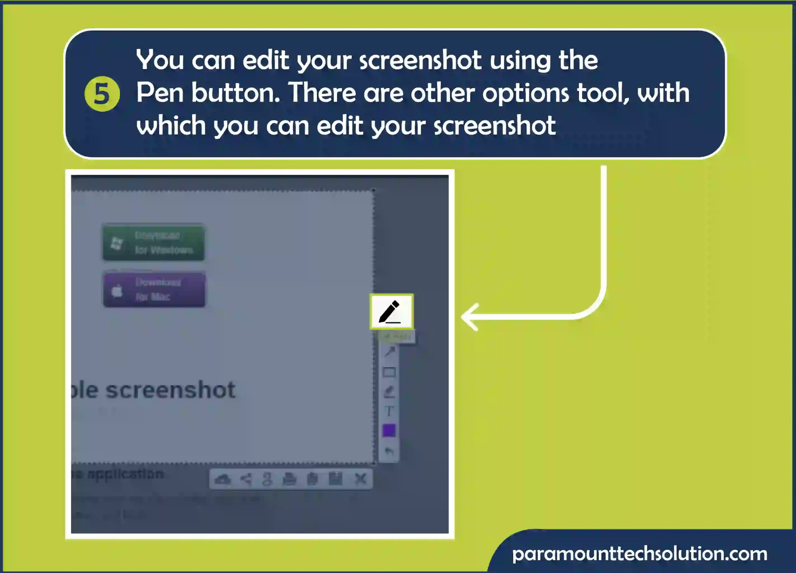 edit your screenshot using the Pen button.