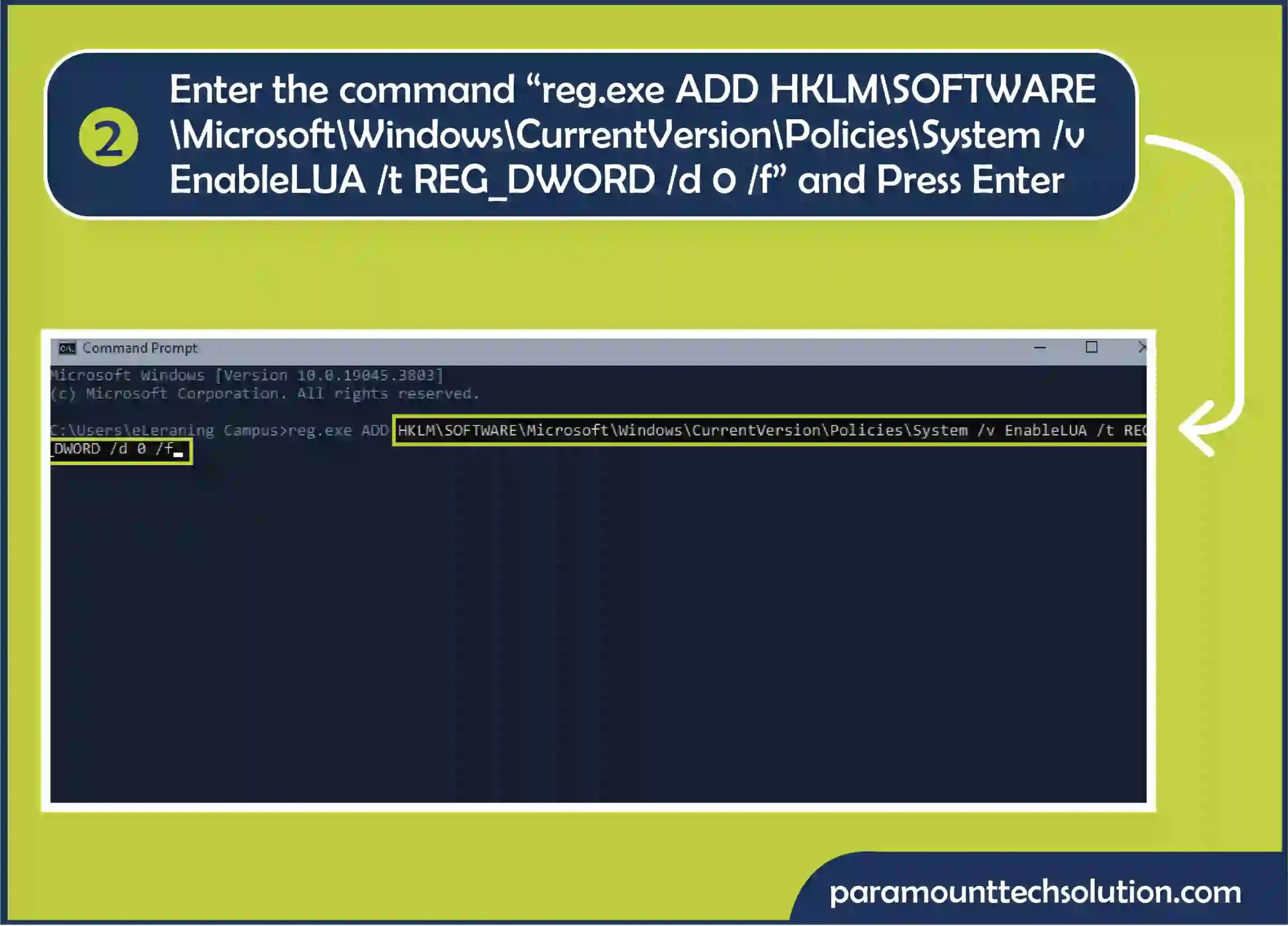 Step 2 To turn off UAC Windows 10 enter the command