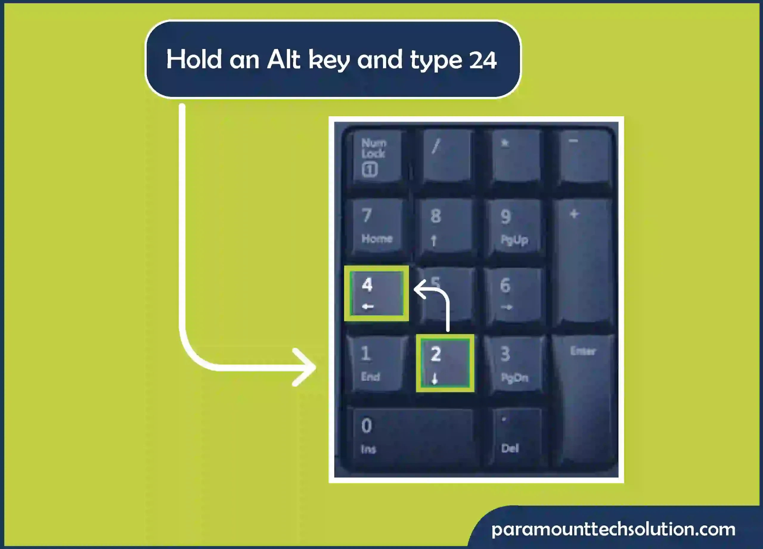 Up Arrow ALT key To type an up arrow symbol windows