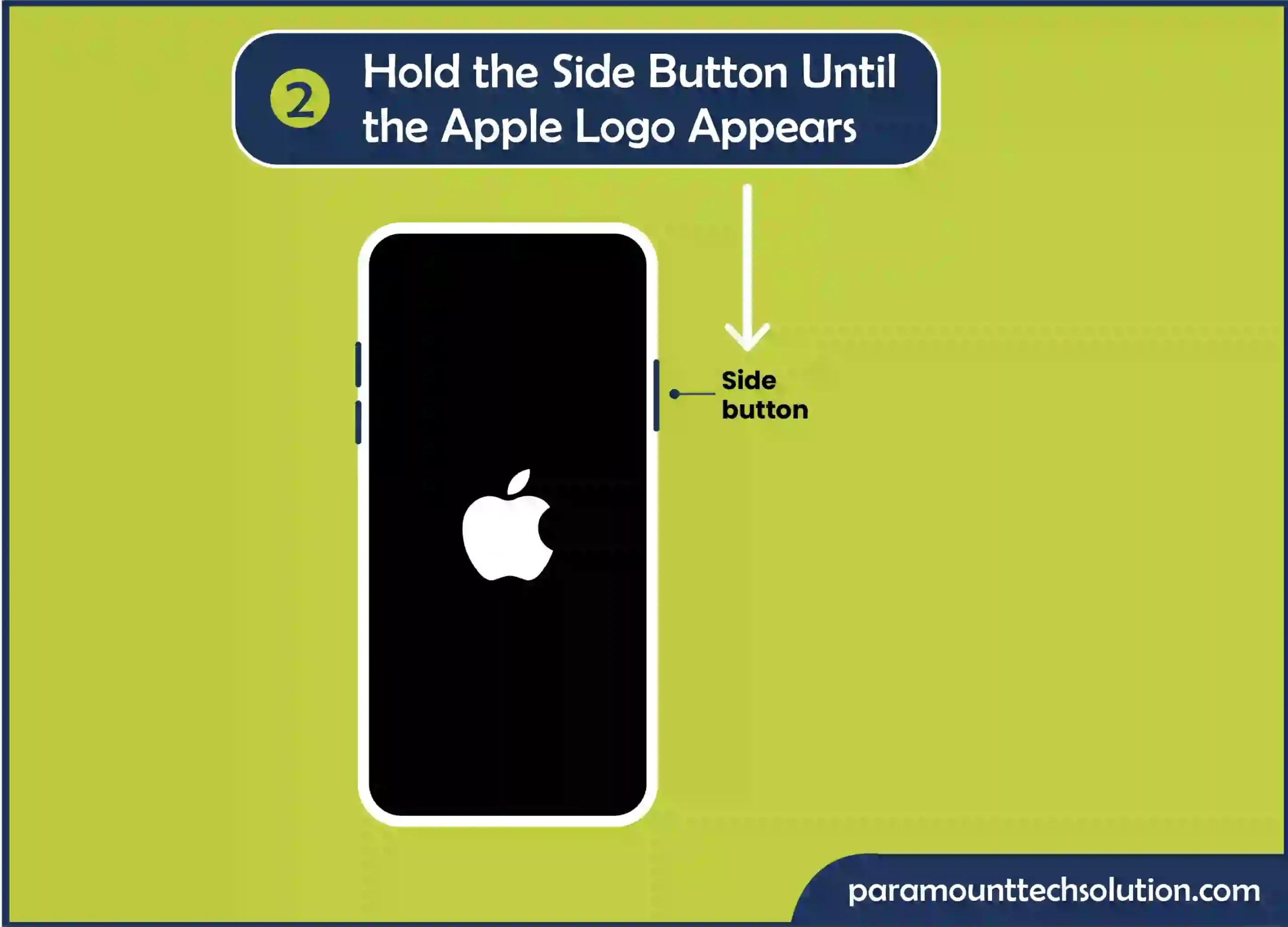 Hold the side button until the Apple logo appears to restart your iphone