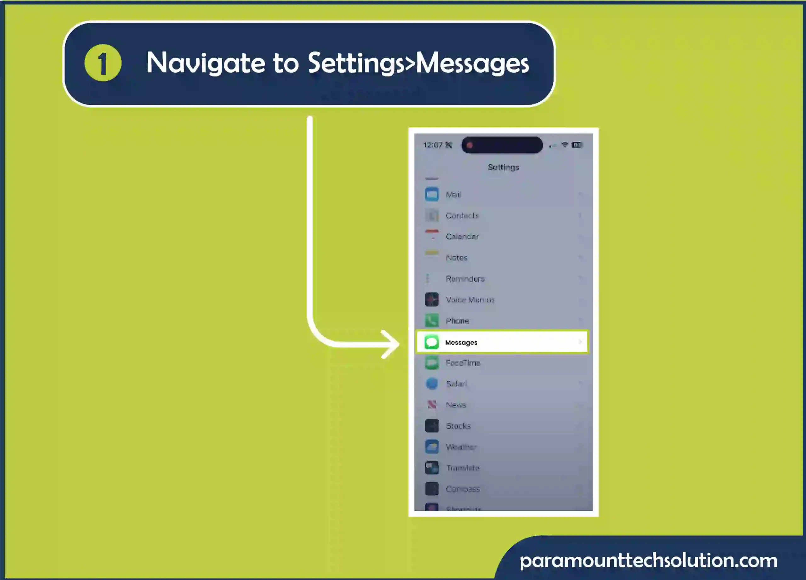 Free Up Storage Space for Navigate to Settings>Messages