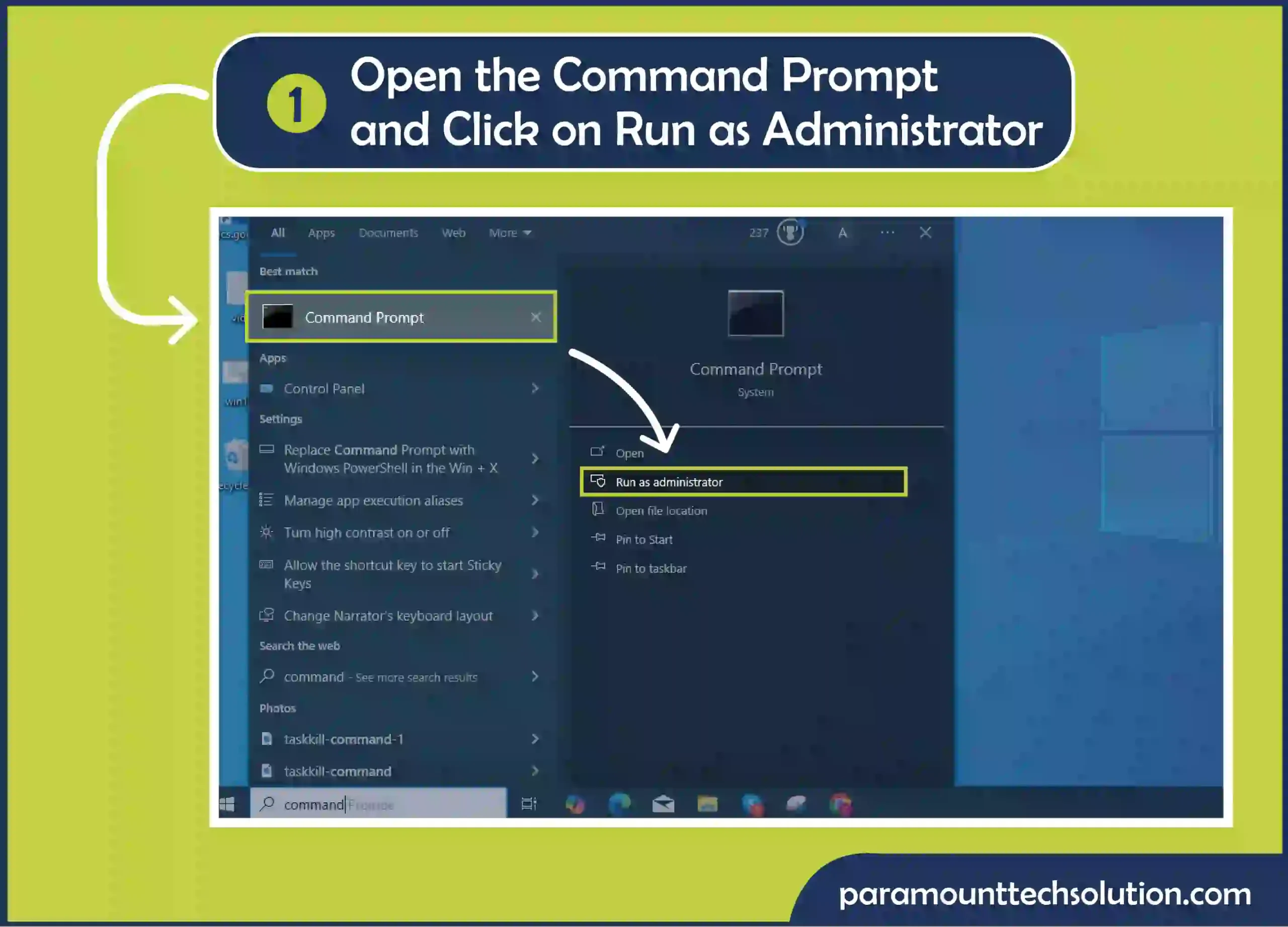 Step 1: To delete incognito browsing history open the Command Prompt and Click on Run as Administrator