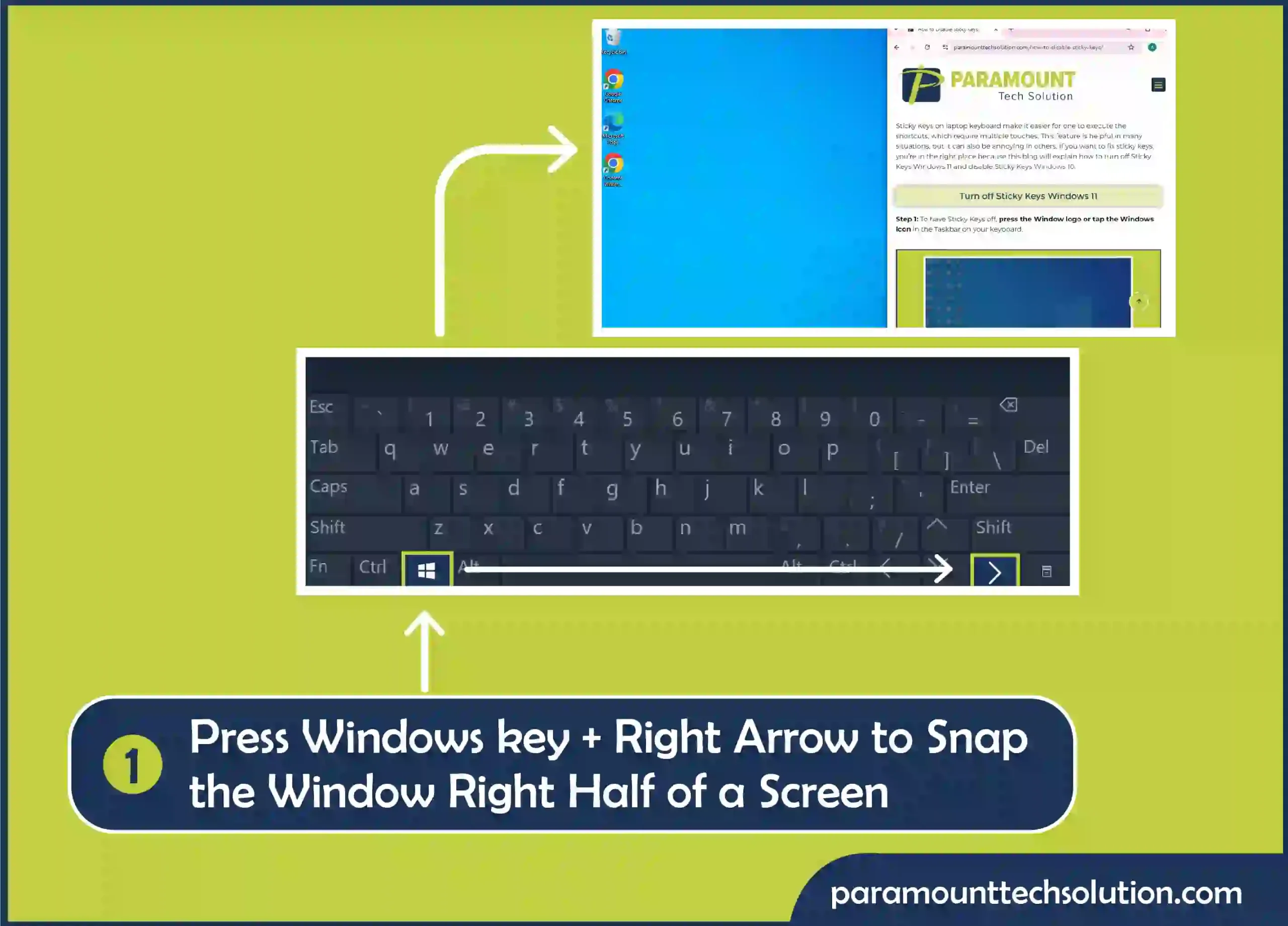 Screen Splitting with Windows key + Arrow Combinations now Press Windows key + Left/Right Arrow to snap the window to the left/right half of your screen.