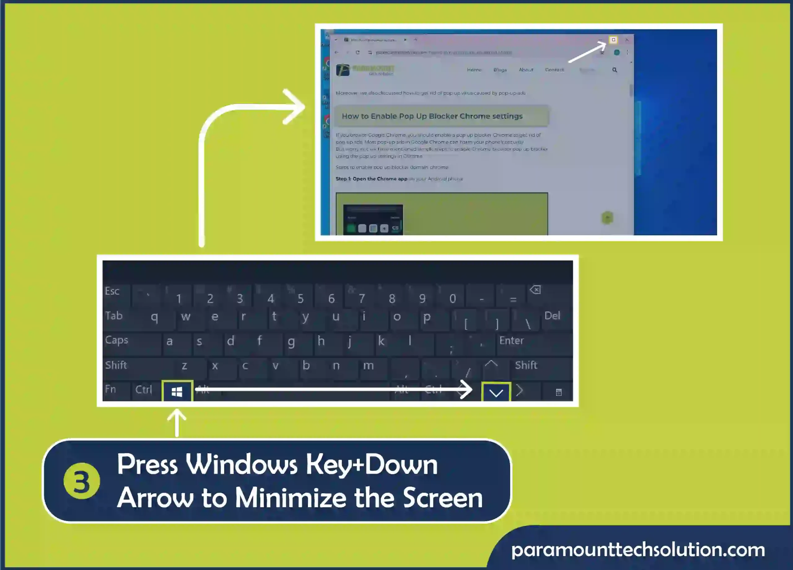 Press Windows key with Down Arrow for the half screen windows.