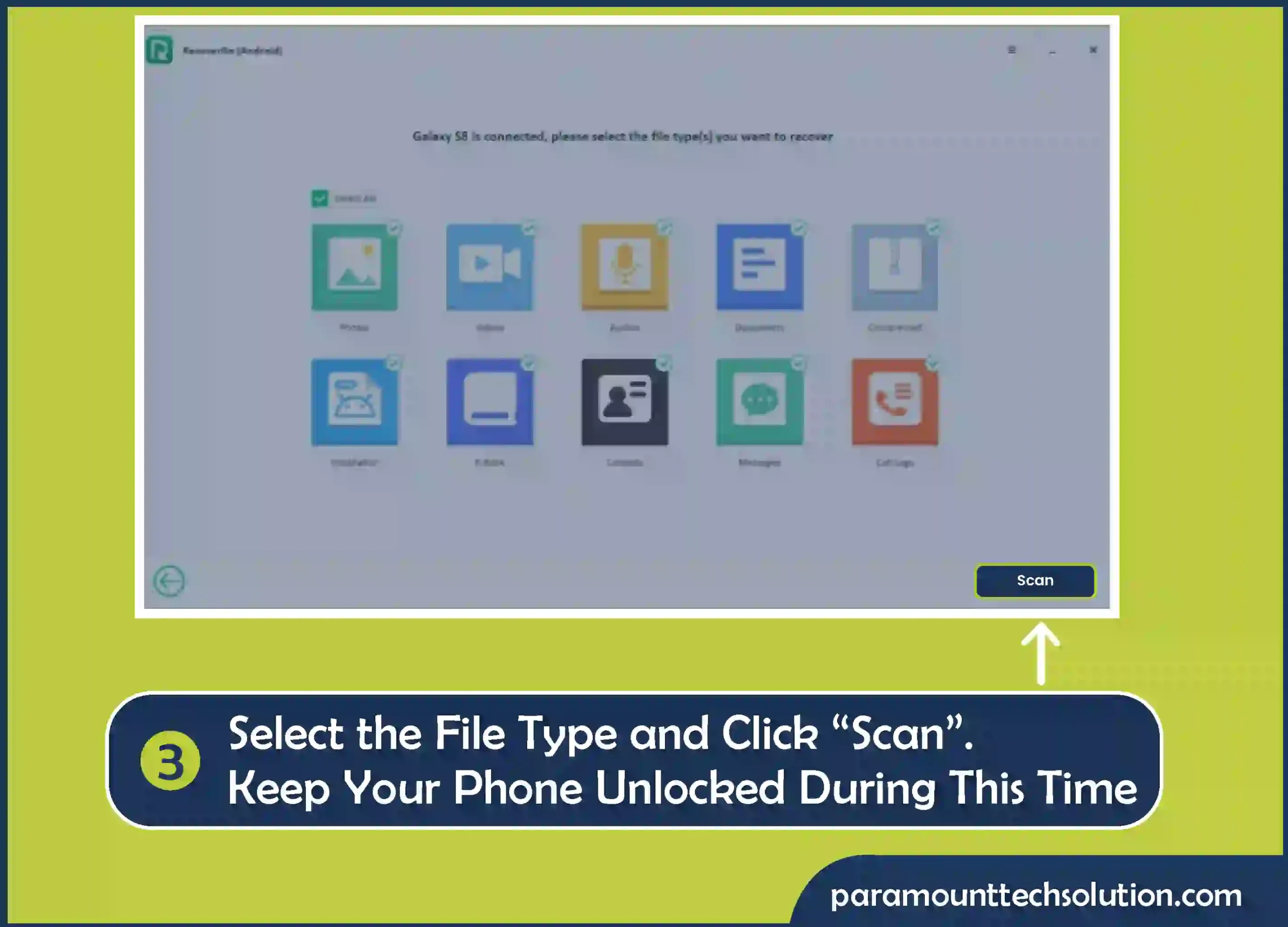 Step 3: Select the file type and click “Scan”.