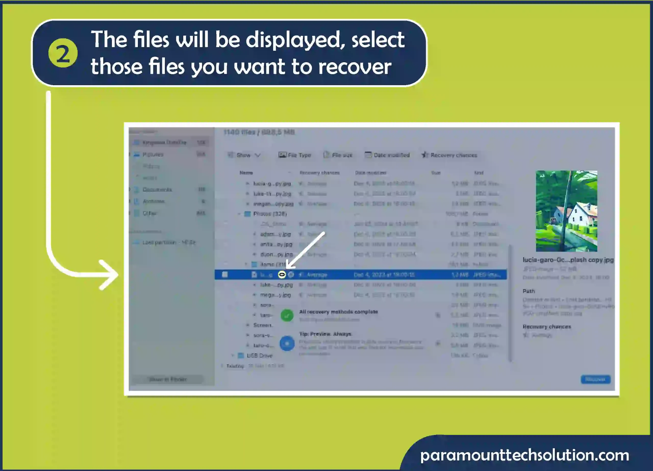 Step 2: The files will be displayed and software to recover permanently deleted photos iPhone without backup