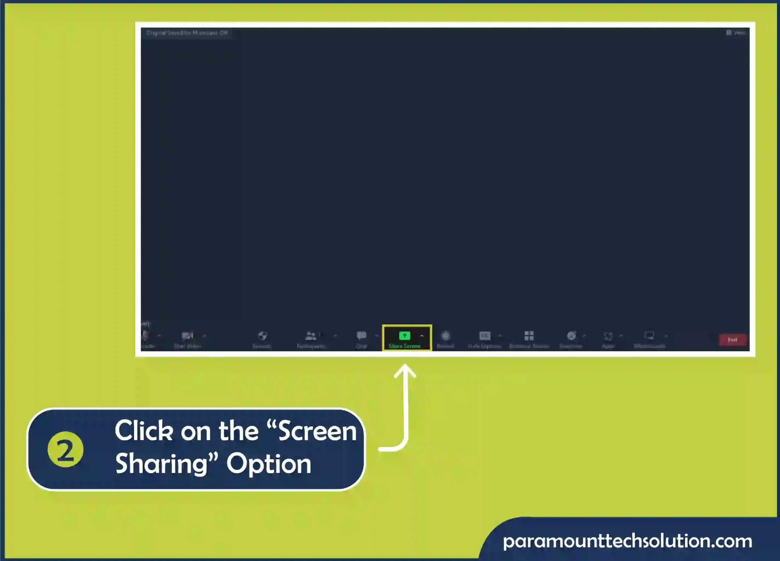 Sharing Screen Zoom Via a Wired Connection Click on Share Screen.