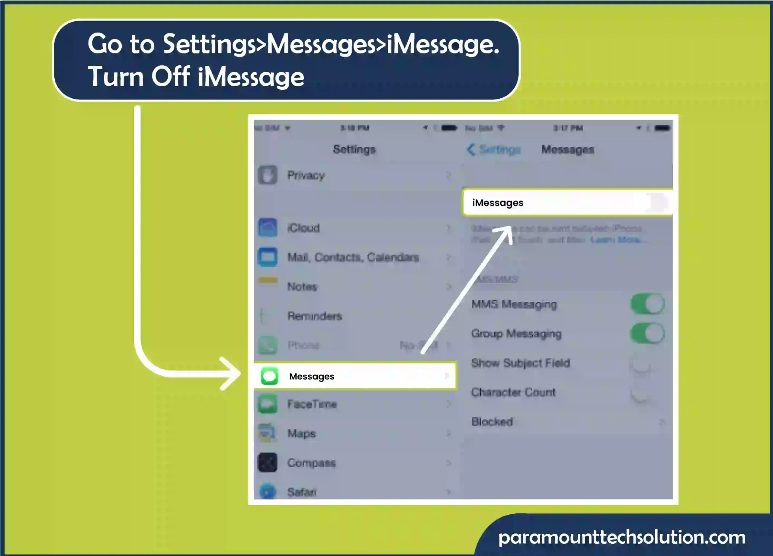 goto the imessage setting and turn off i message