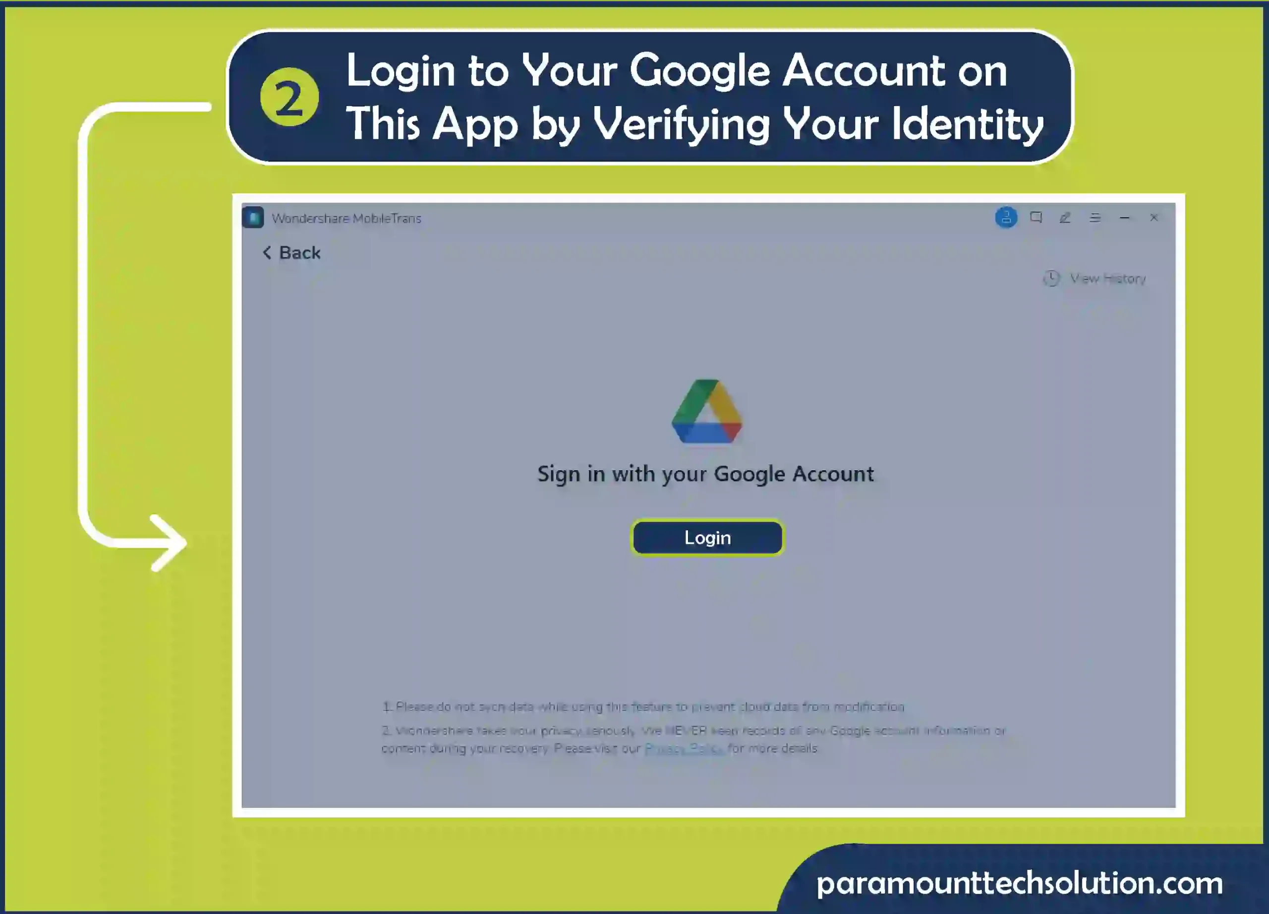 Log in to your Google account on this app by verifying your identity to restore WhatsApp backup from the pc