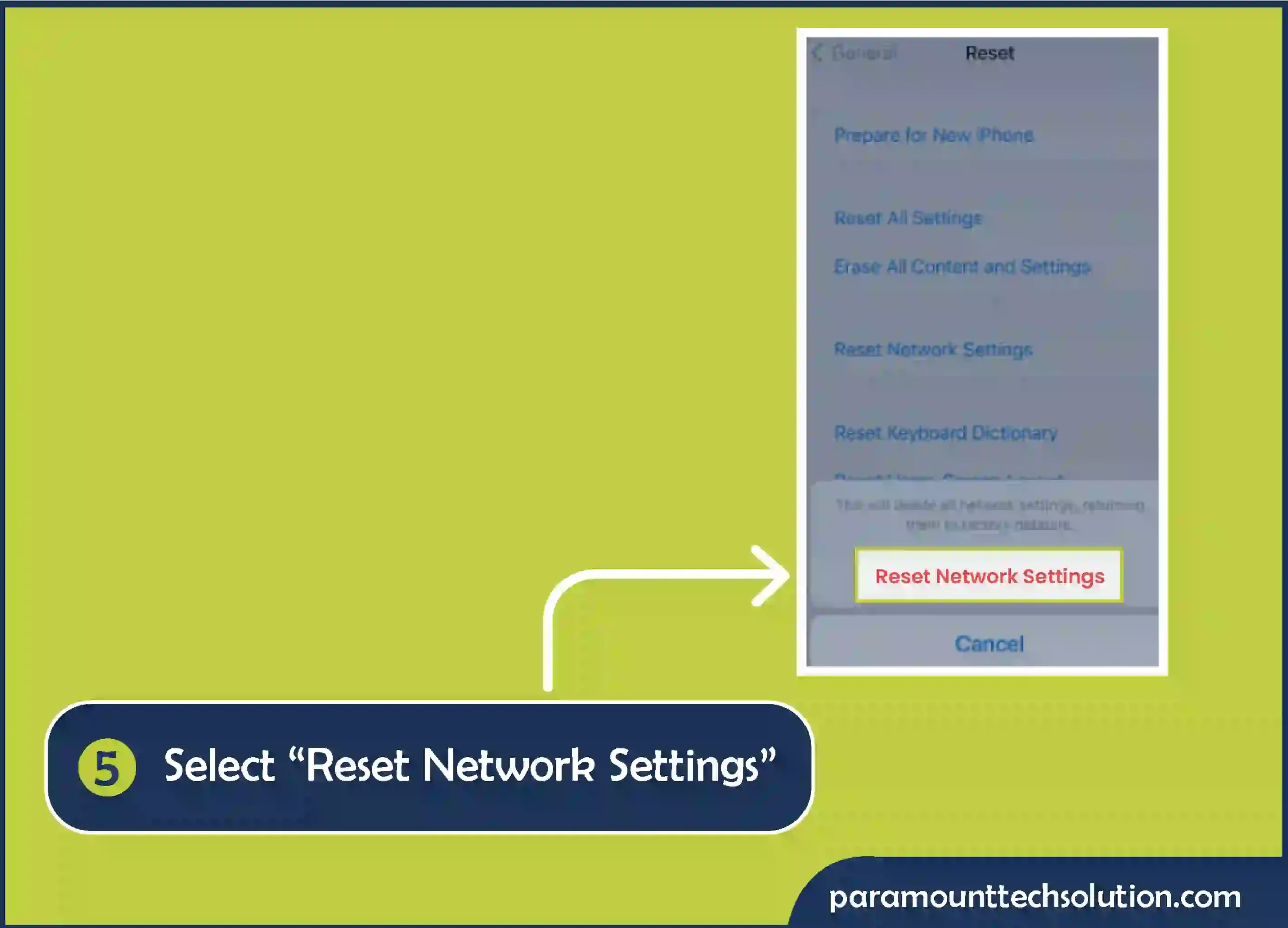 Step 5: Select “Reset Network Settings”