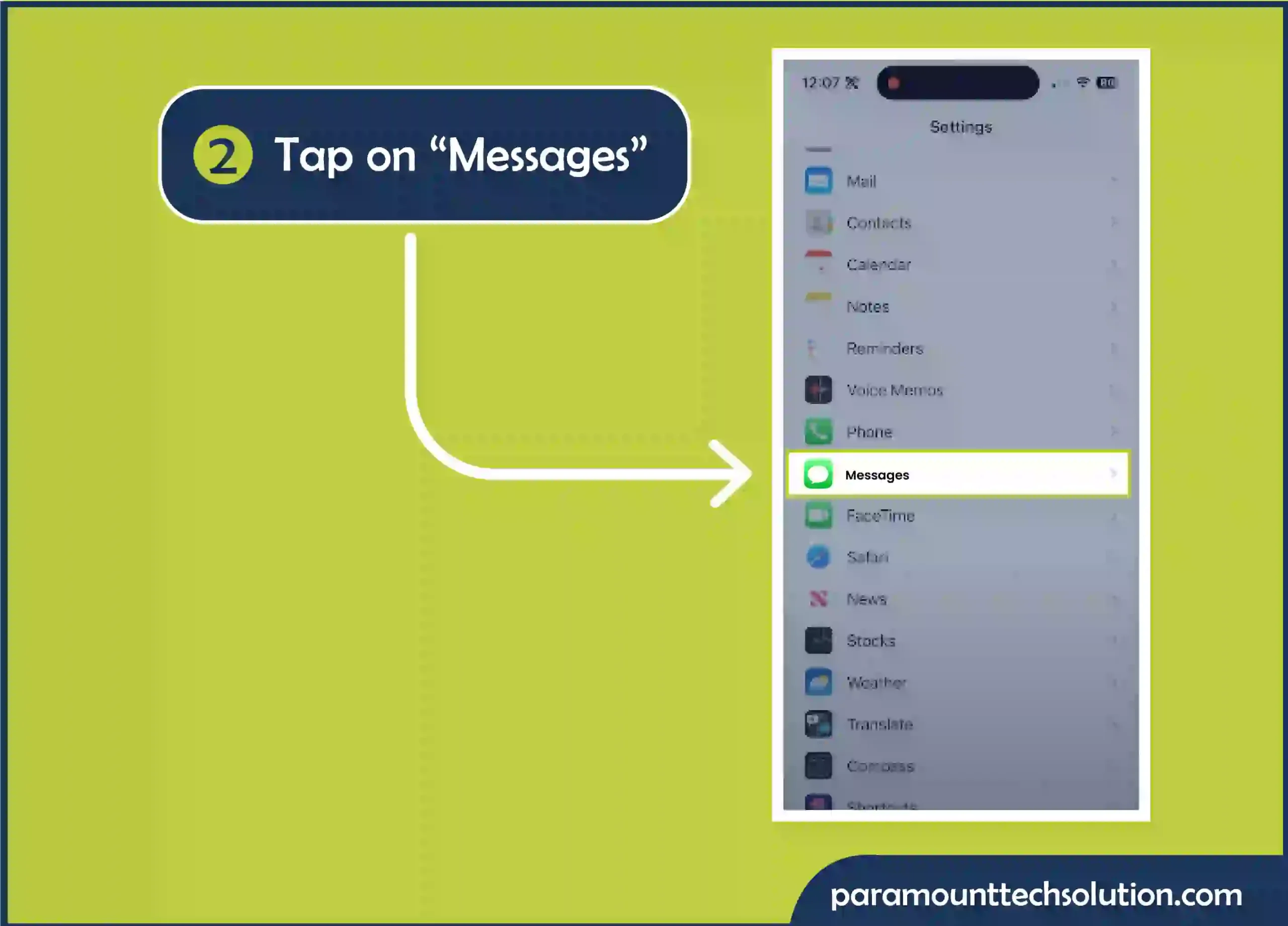 How to activate iMessage perform the Step 2: Tap on “Messages”