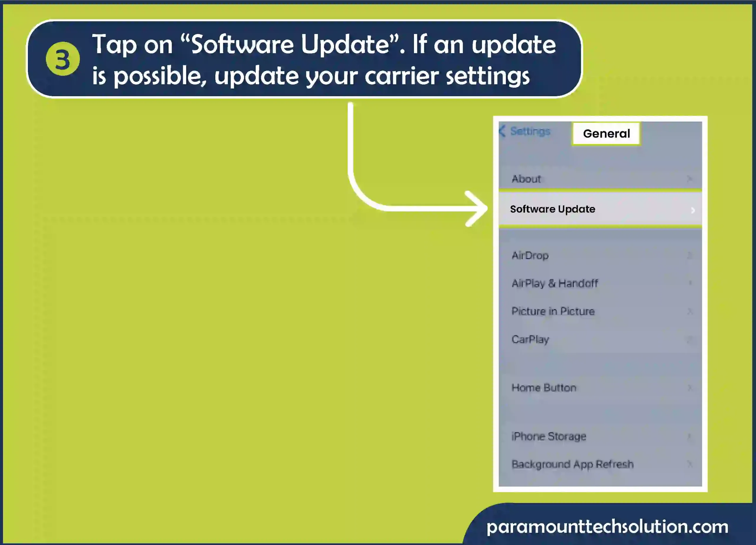 Tap on “Software Update”. If an update is possible, update your carrier settings