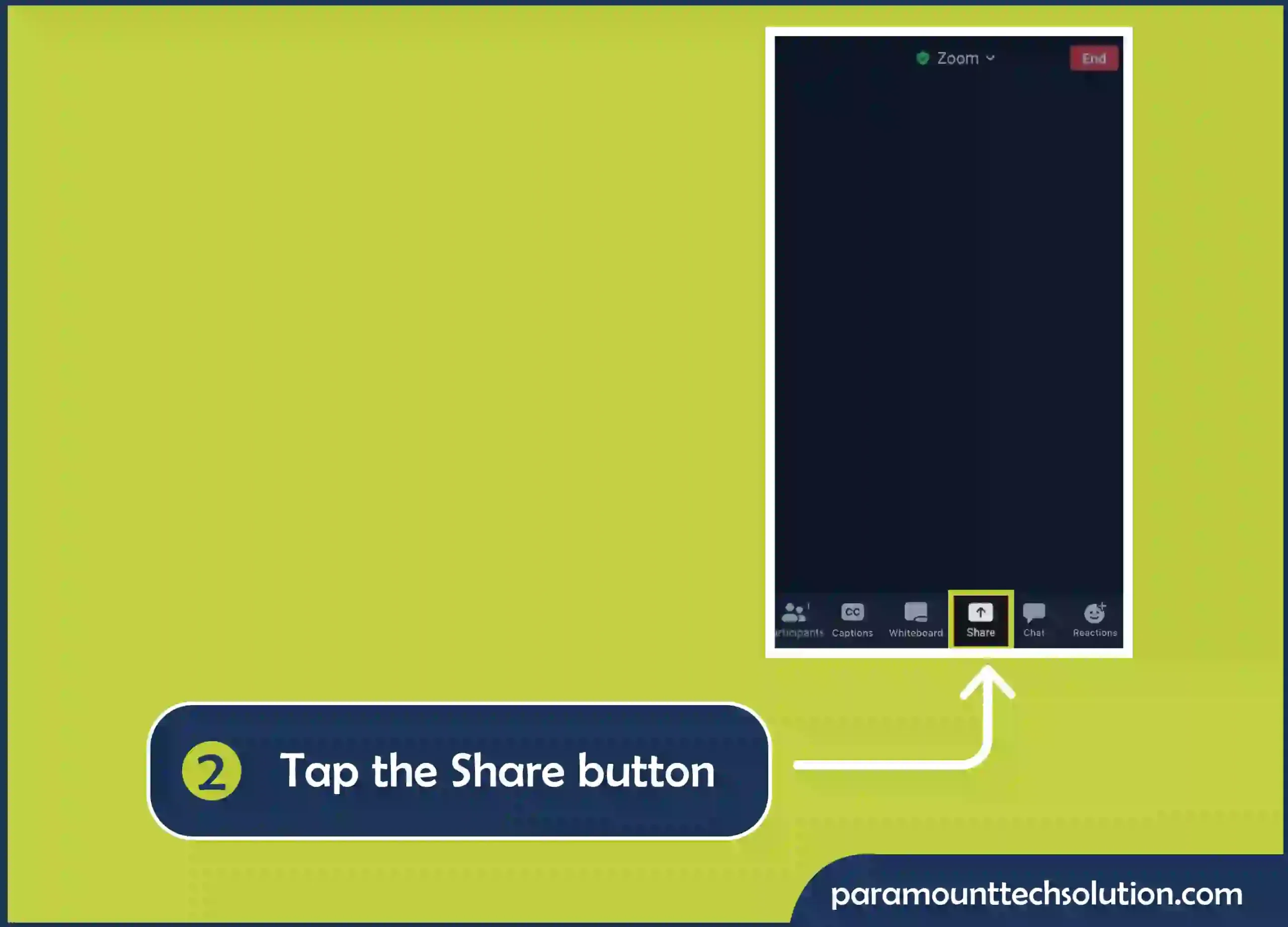 how to share screen on Zoom using the Android device tap the Share button.