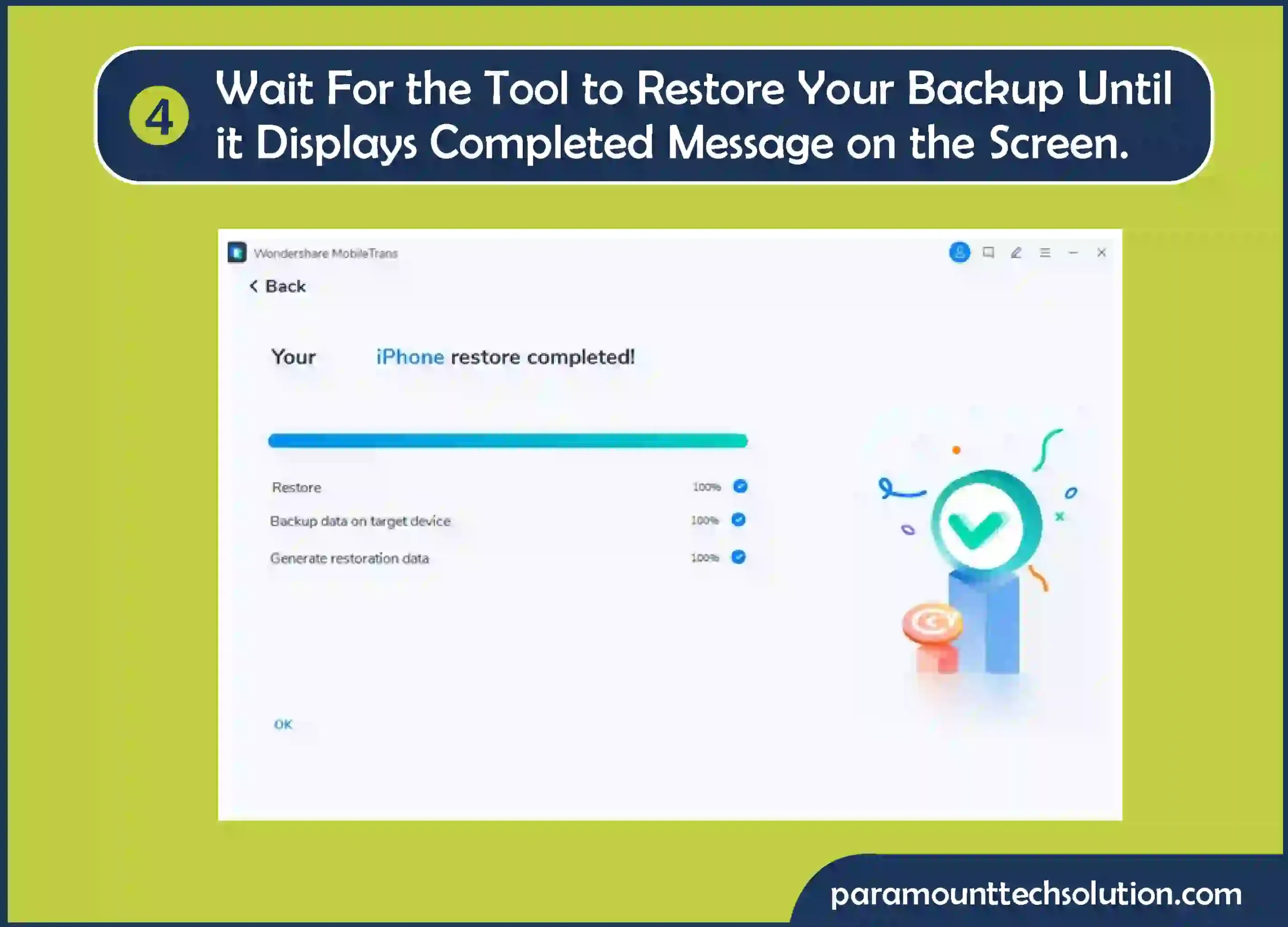 Restore your backup until it displays