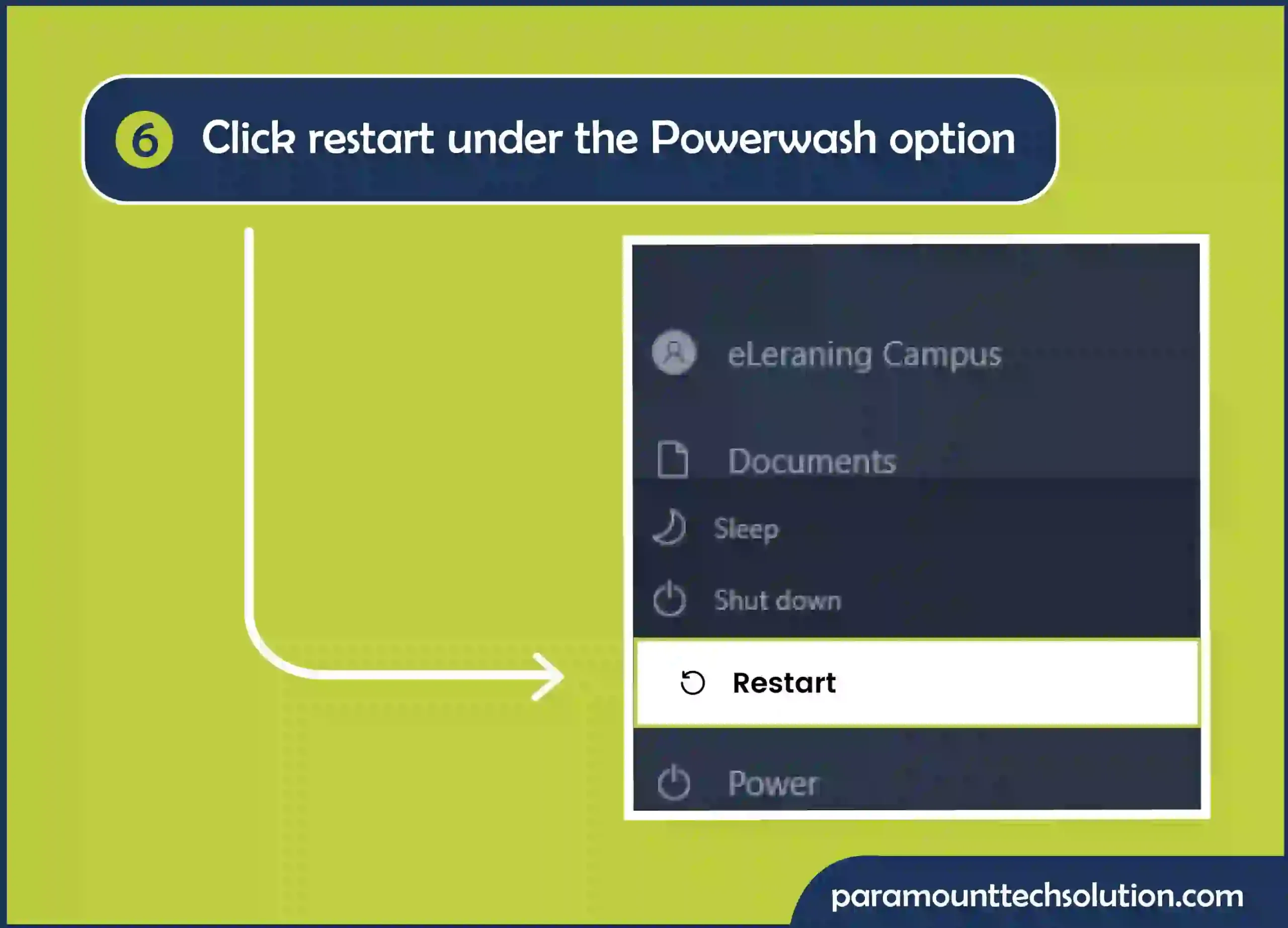 Click on the restart to processed the rest powerwash option