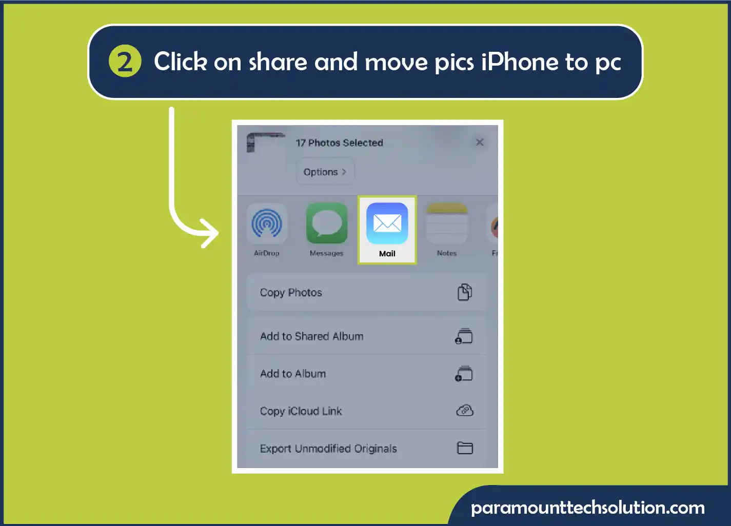 Click on share button and share photos to your pc