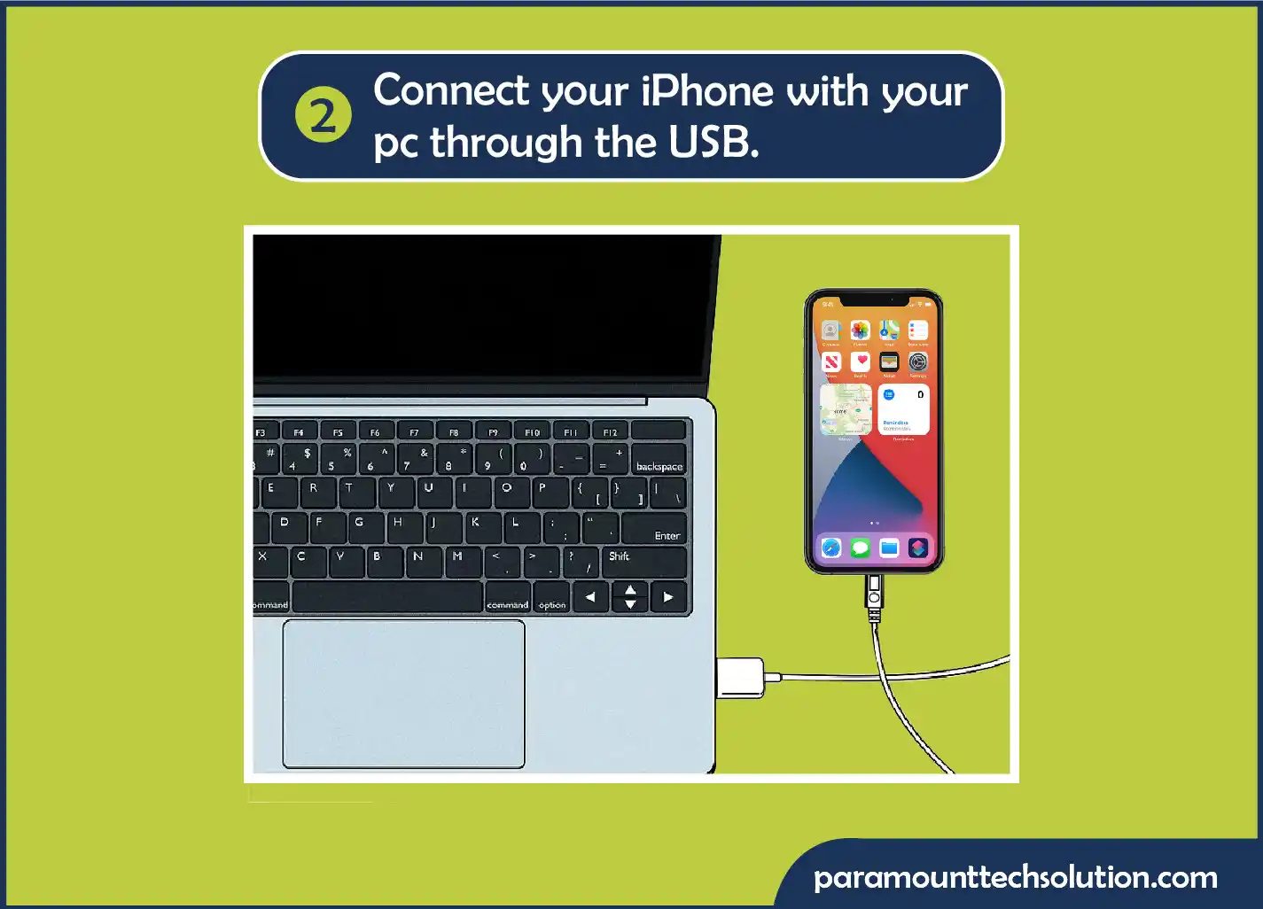 Connect your iphone with your pc through the USD