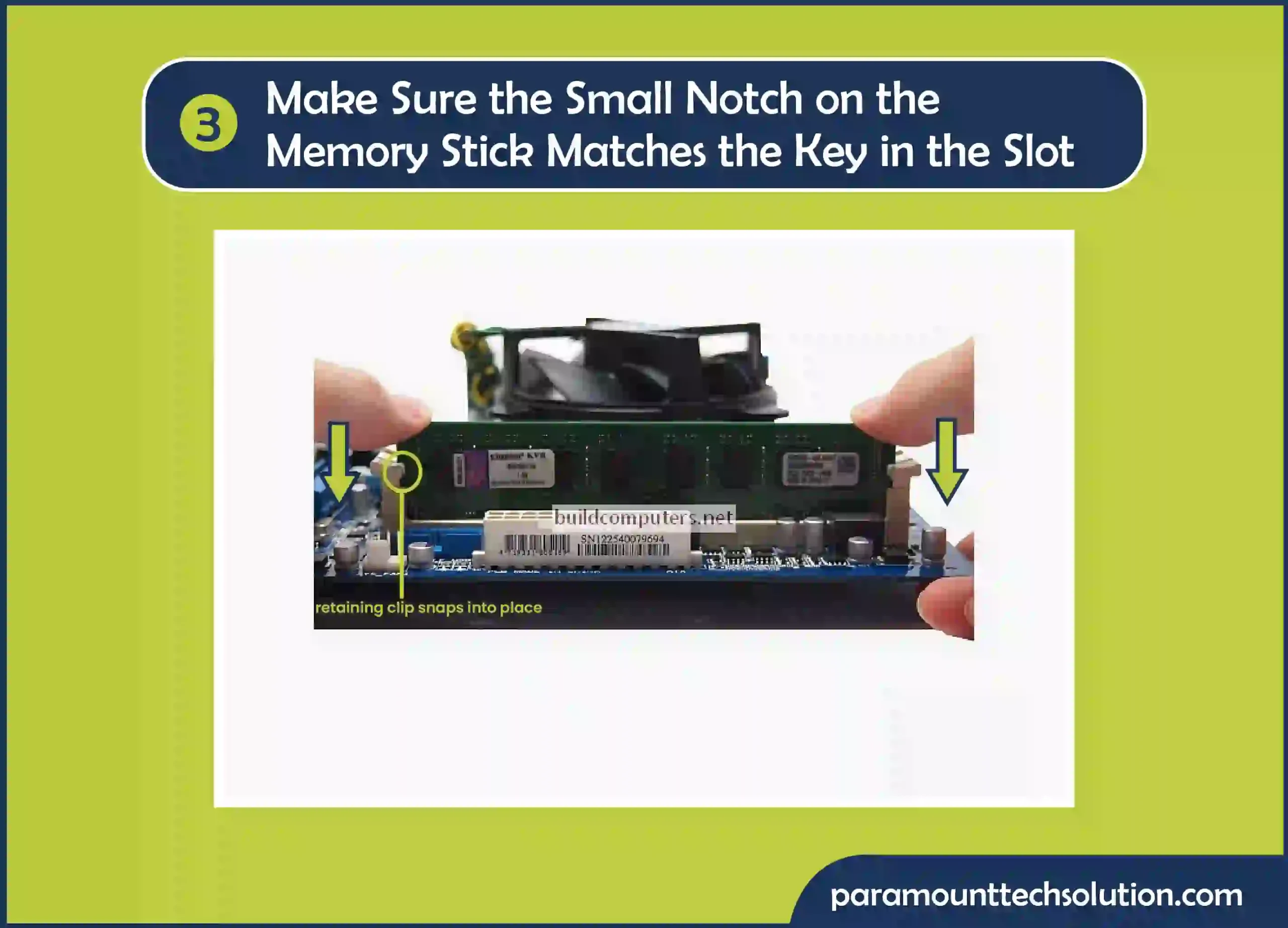 After cleaning the laptop ram slot push the stick down until the click voice