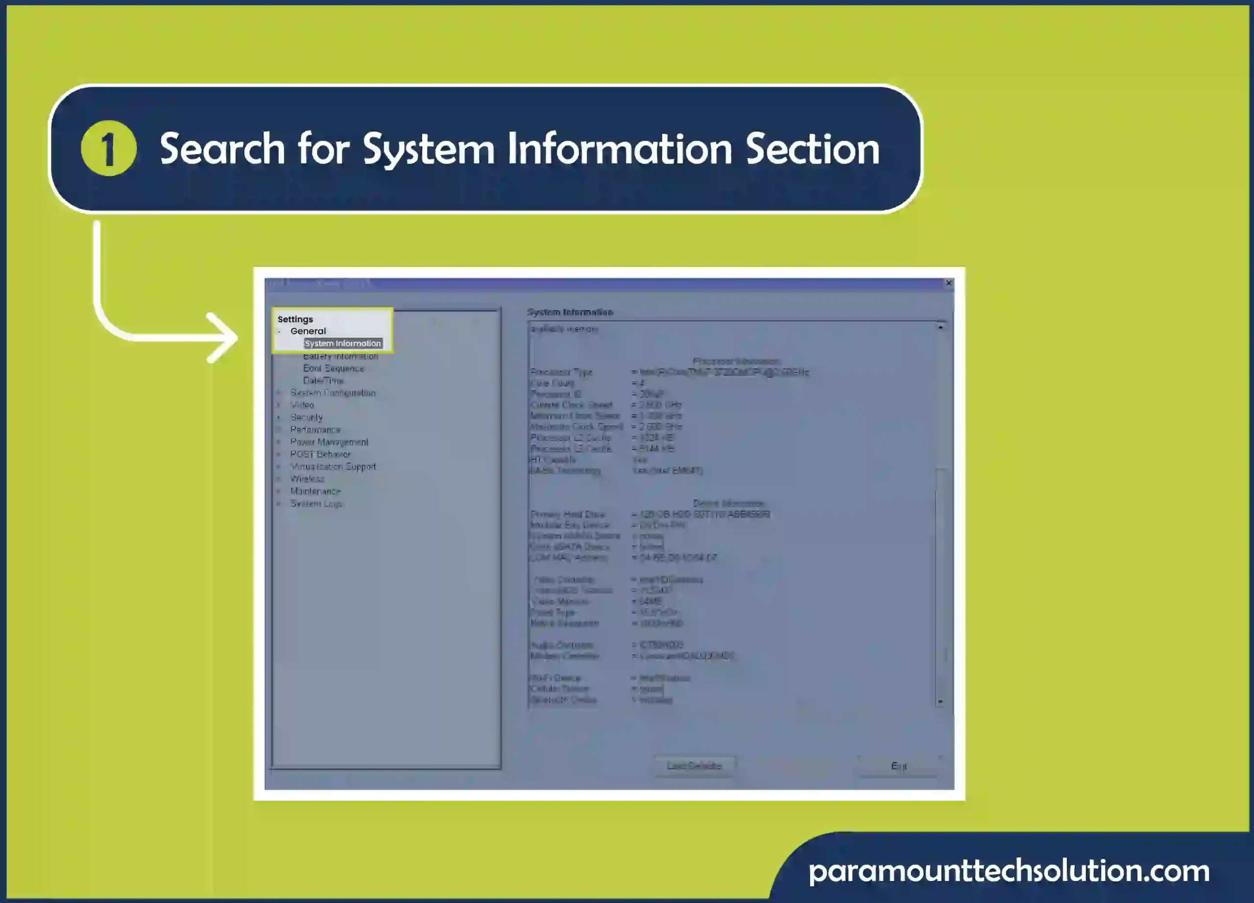 open bios while starting your PC system information