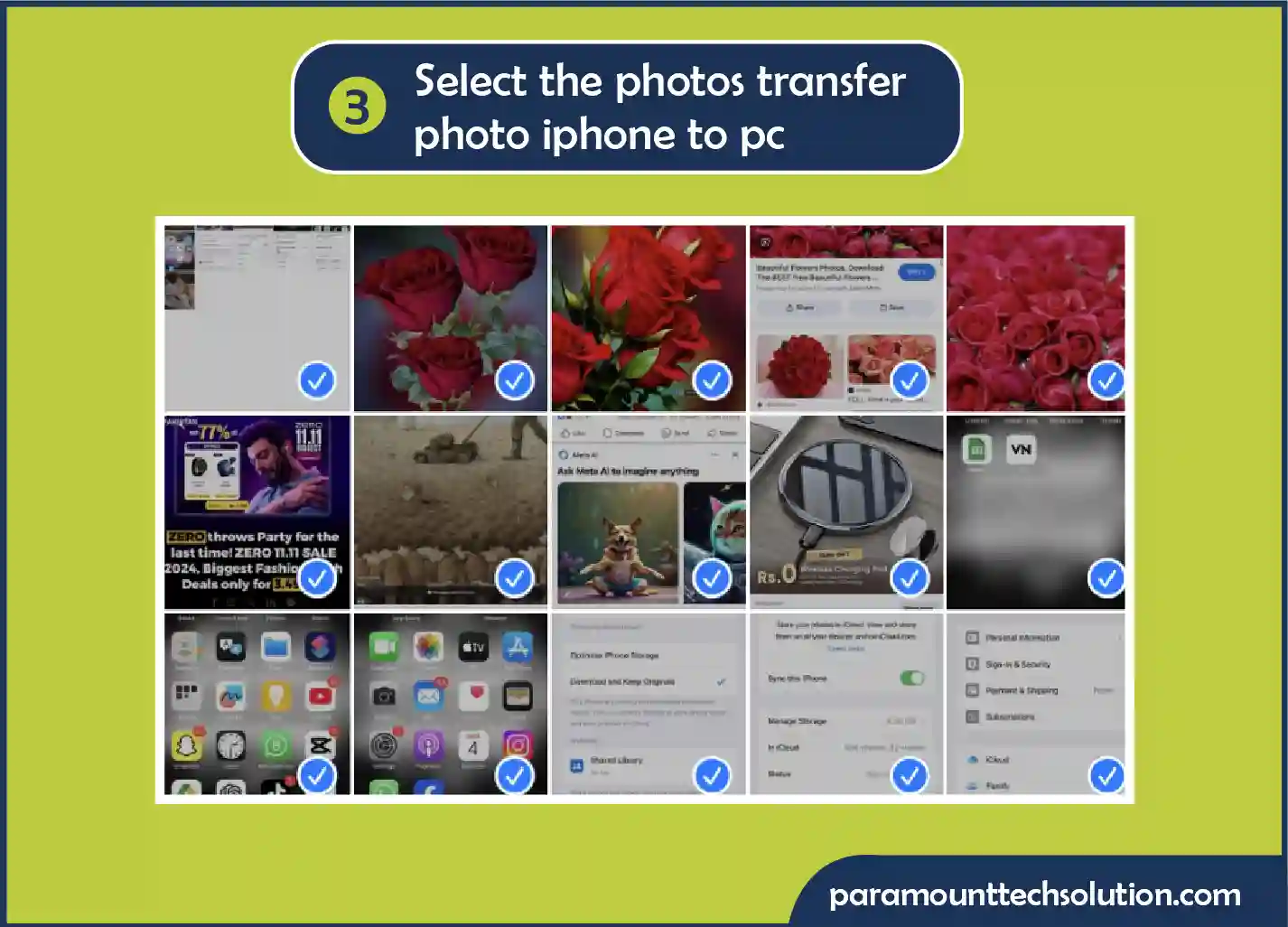 Select photo you want to transfer from IPhone to PC