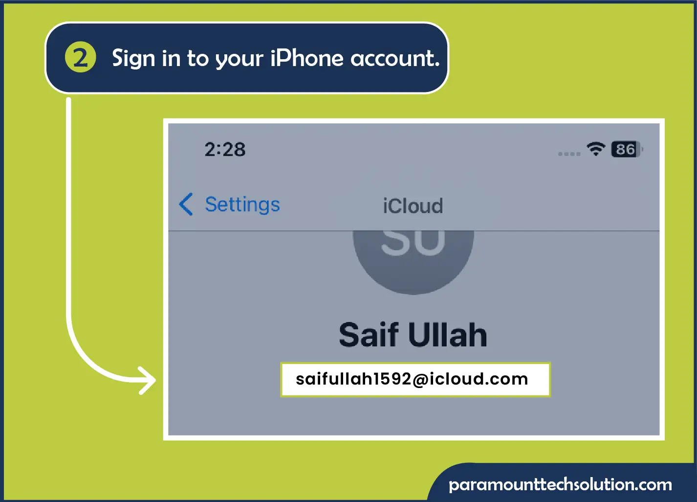 Sign In your iPhone iCloud account