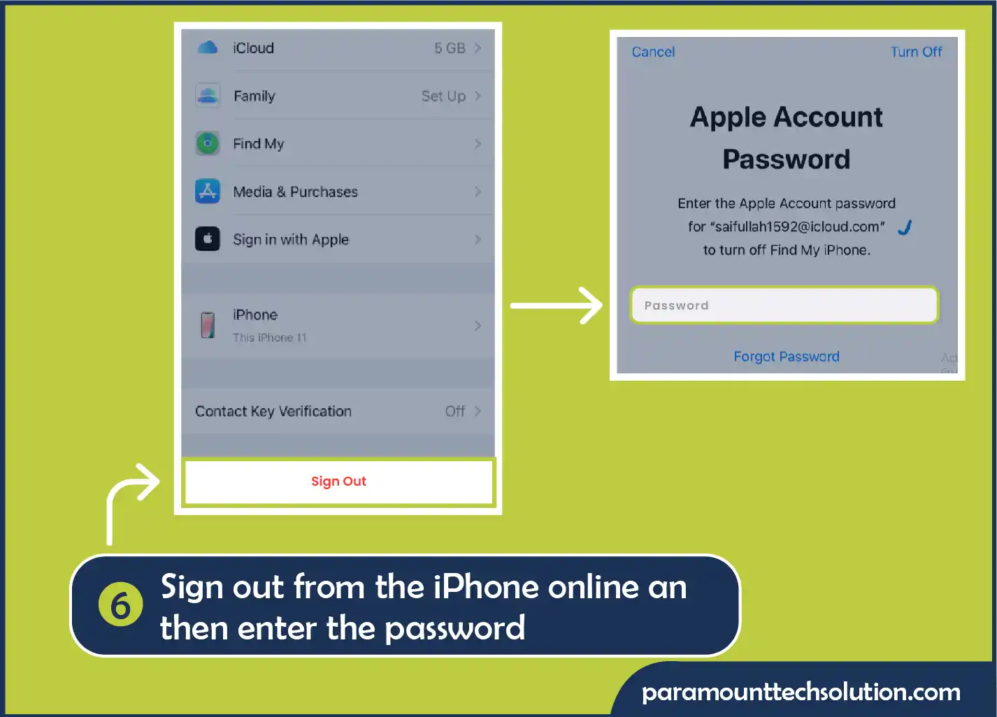 Sign Out the iCloud account from your phone and enter the password