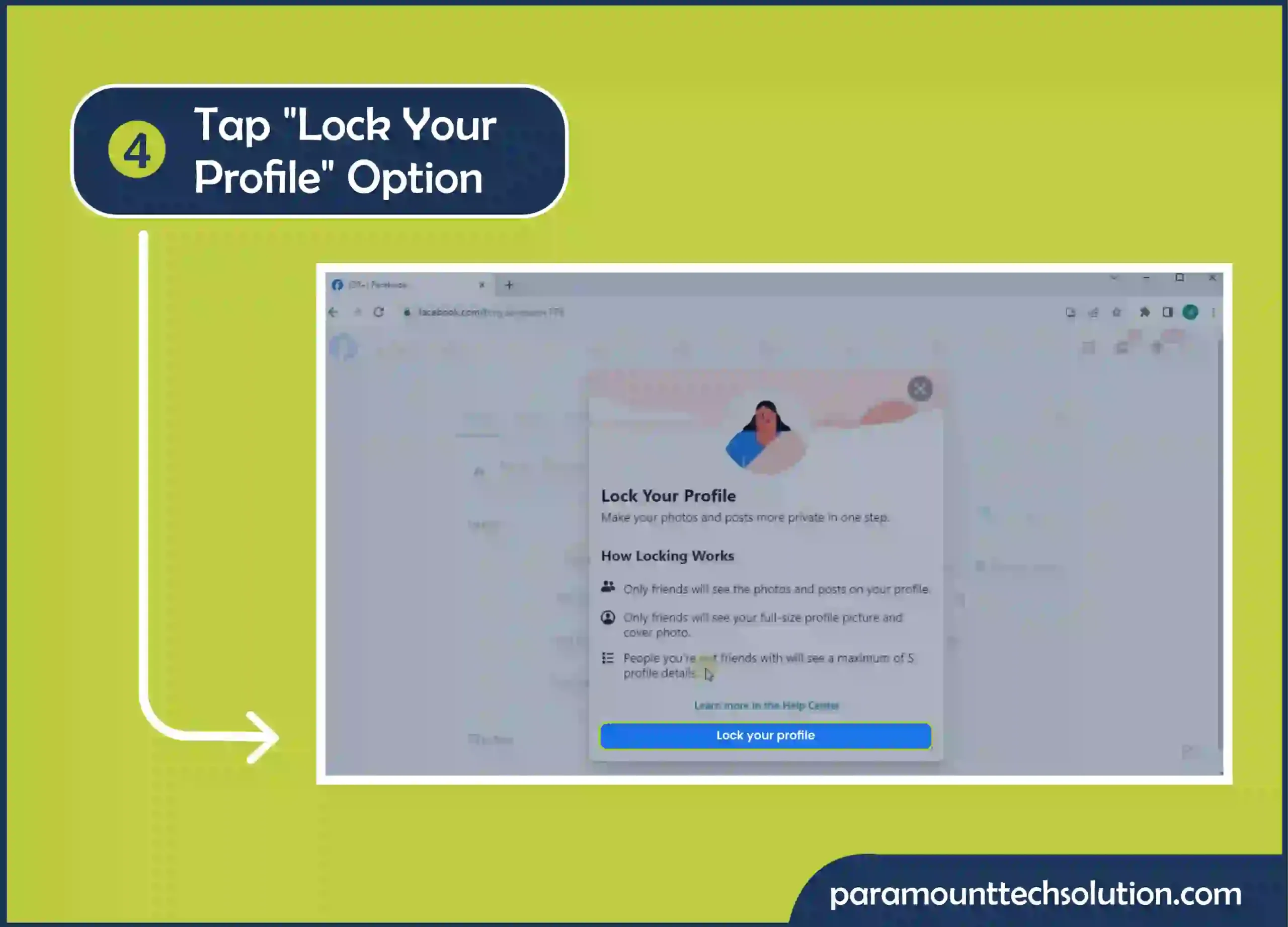 To get your Facebook account locked set privacy setting on