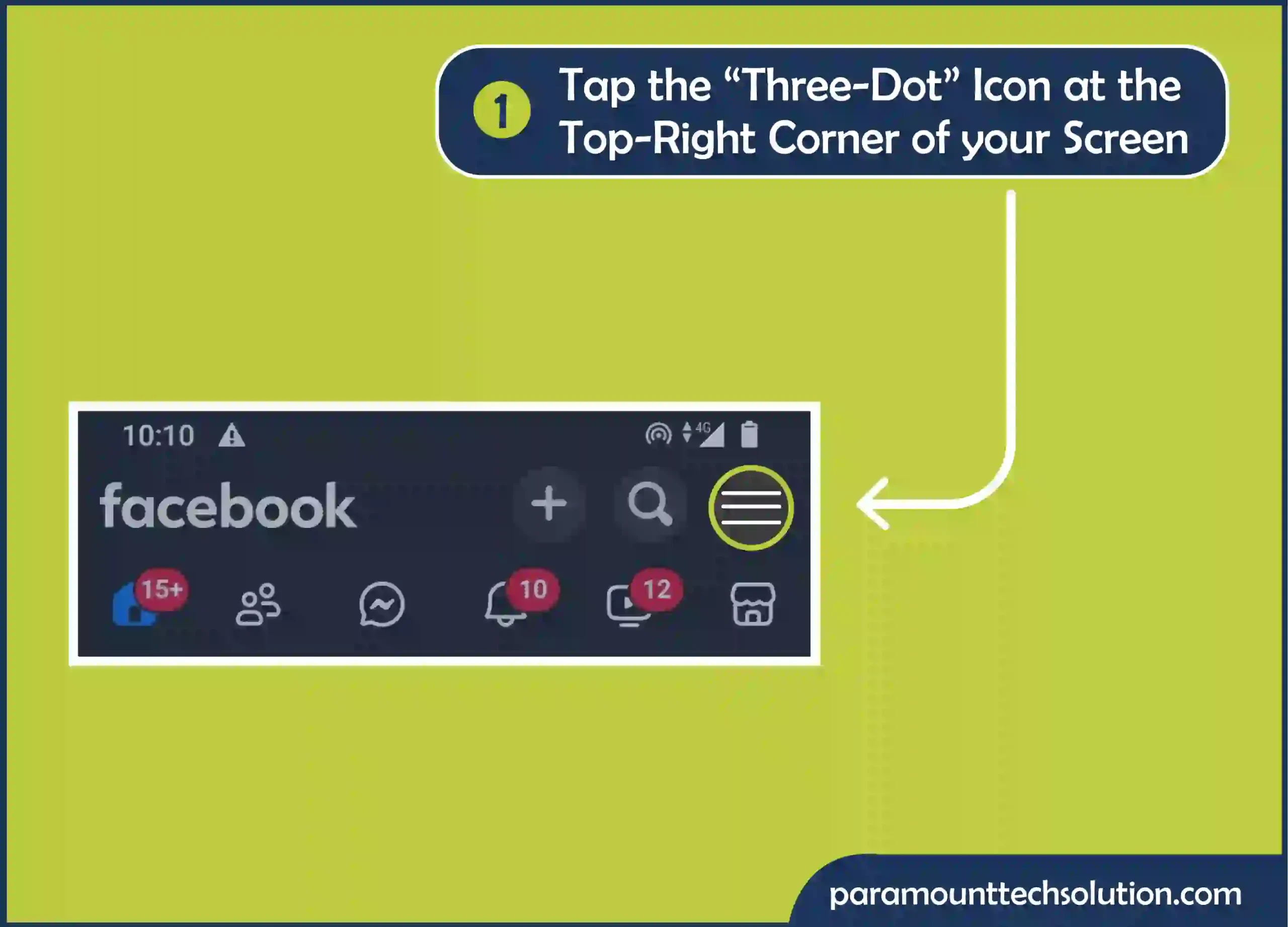 1st step open Facebook app on your phone. Tap the “Three-Dot” icon at the top-right corner of your screen. How to Lock your Facebook Profile with Android