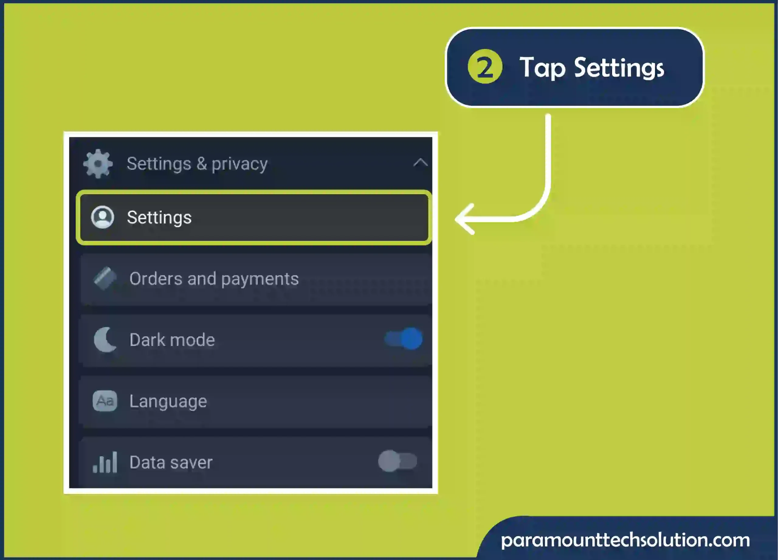 scroll down to setting and privacy