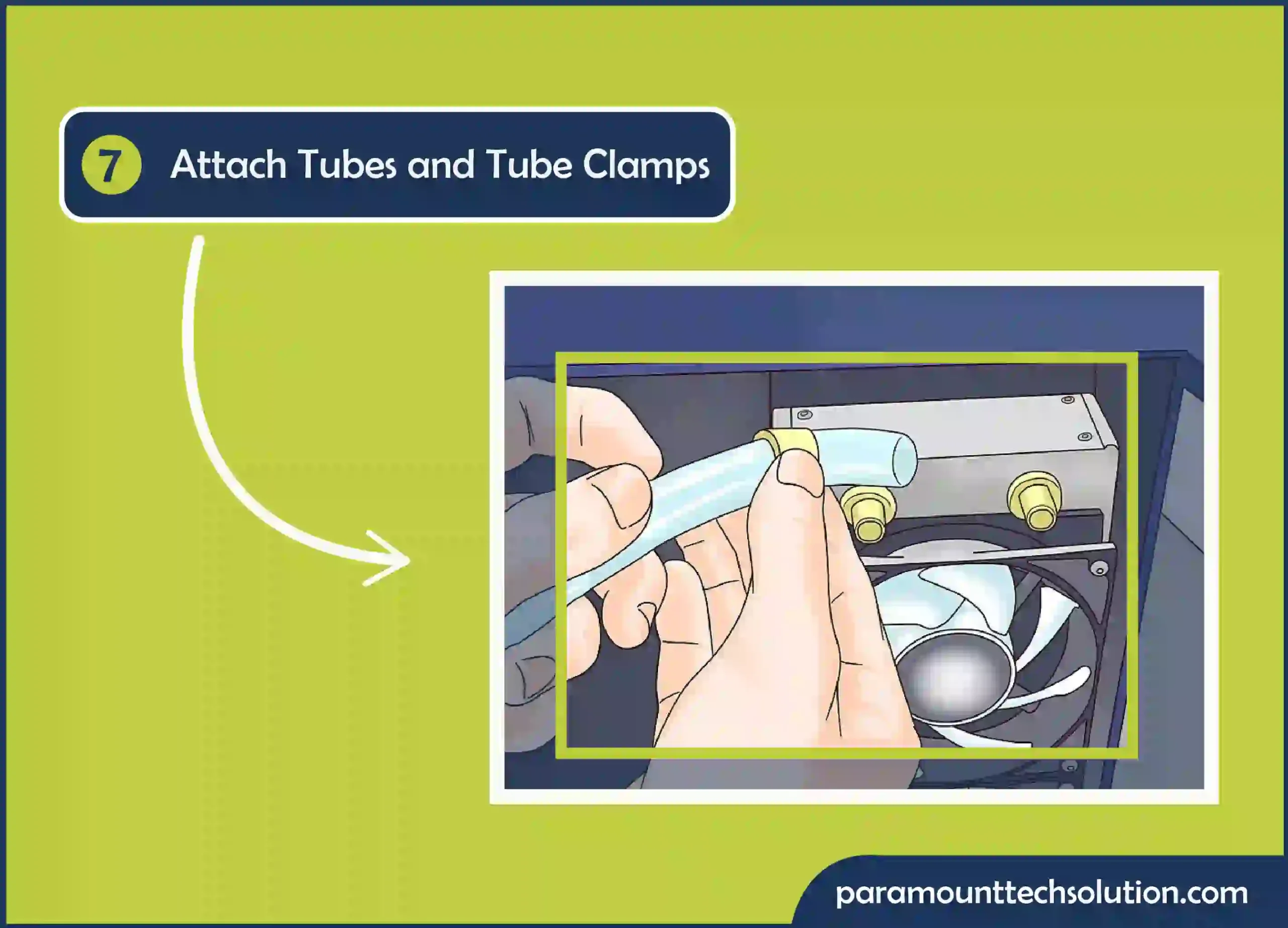 Attach the tube cooling system to tube clamp