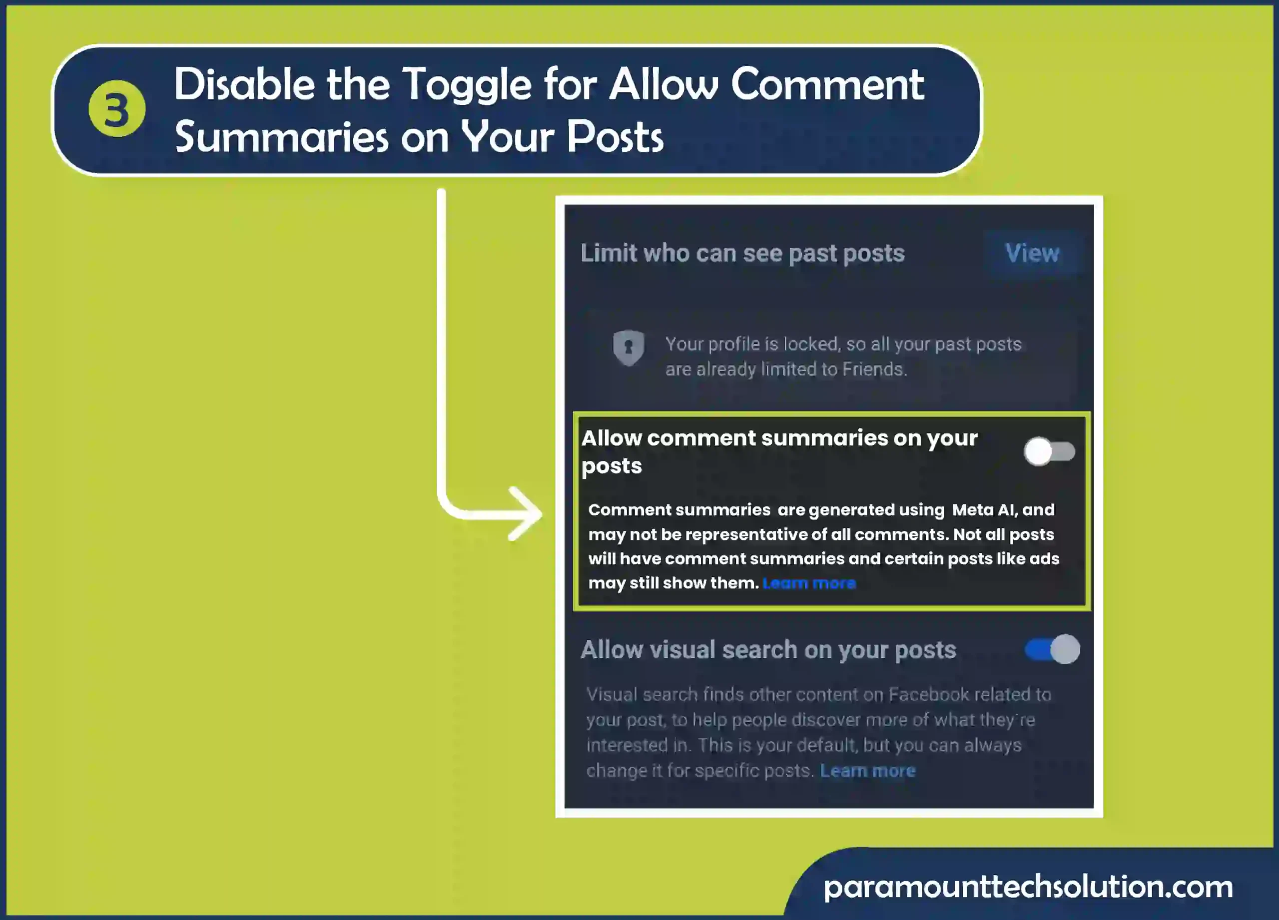 Disable the toggle for Allow comment