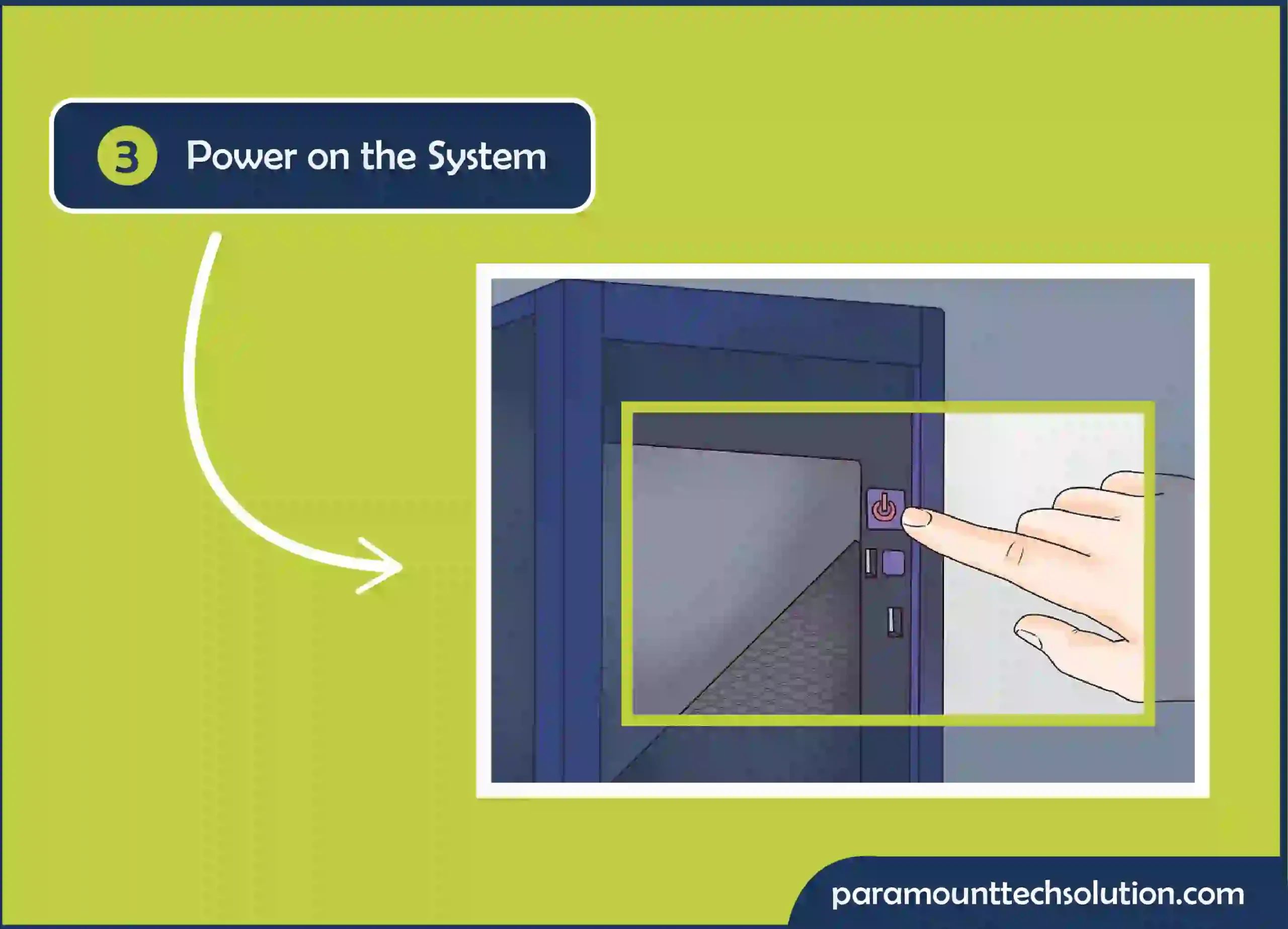 power on the system to check the cooling pc fan