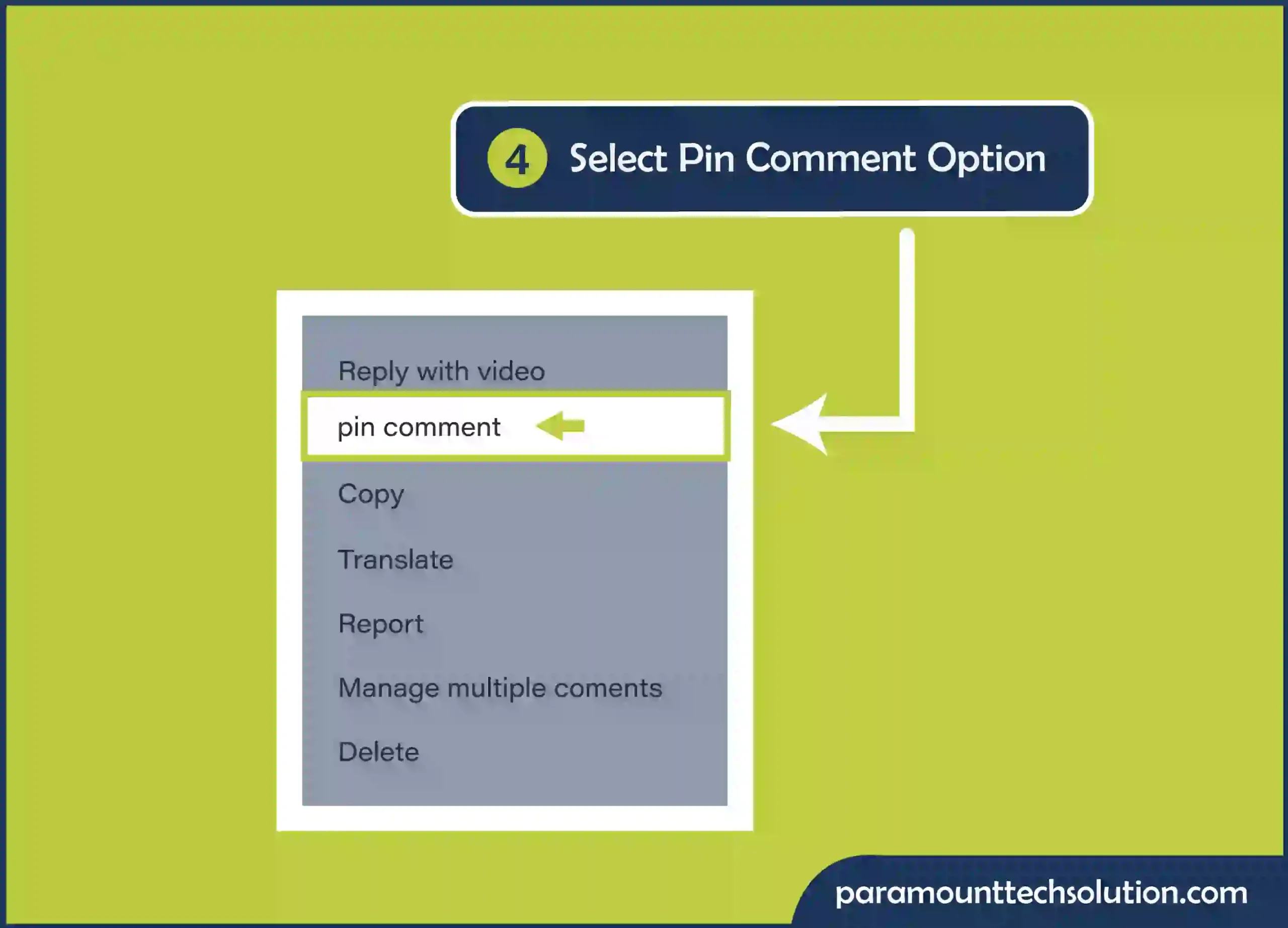 select the desired comment to pin it on your video